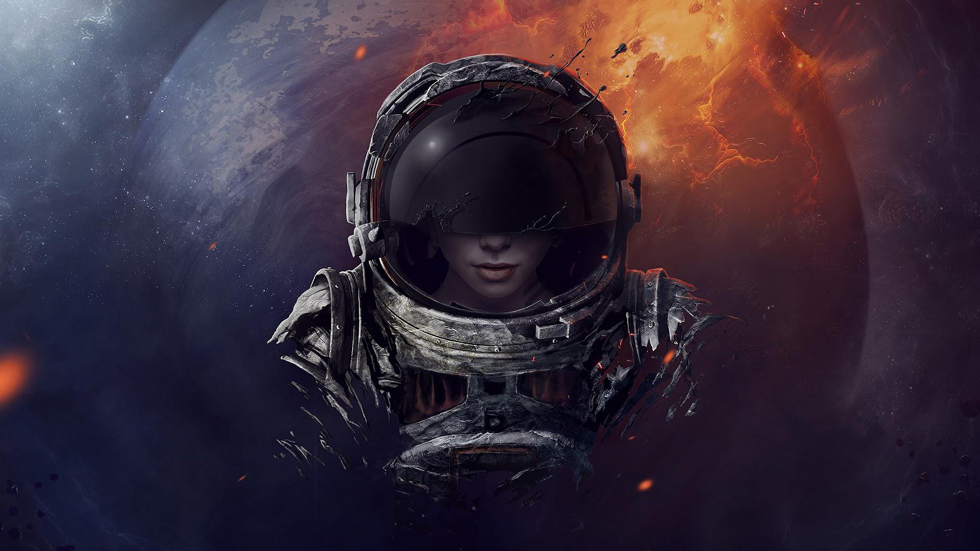 Astronaut Space Planet Visors Digital Art Artwork Digital 1920x1080