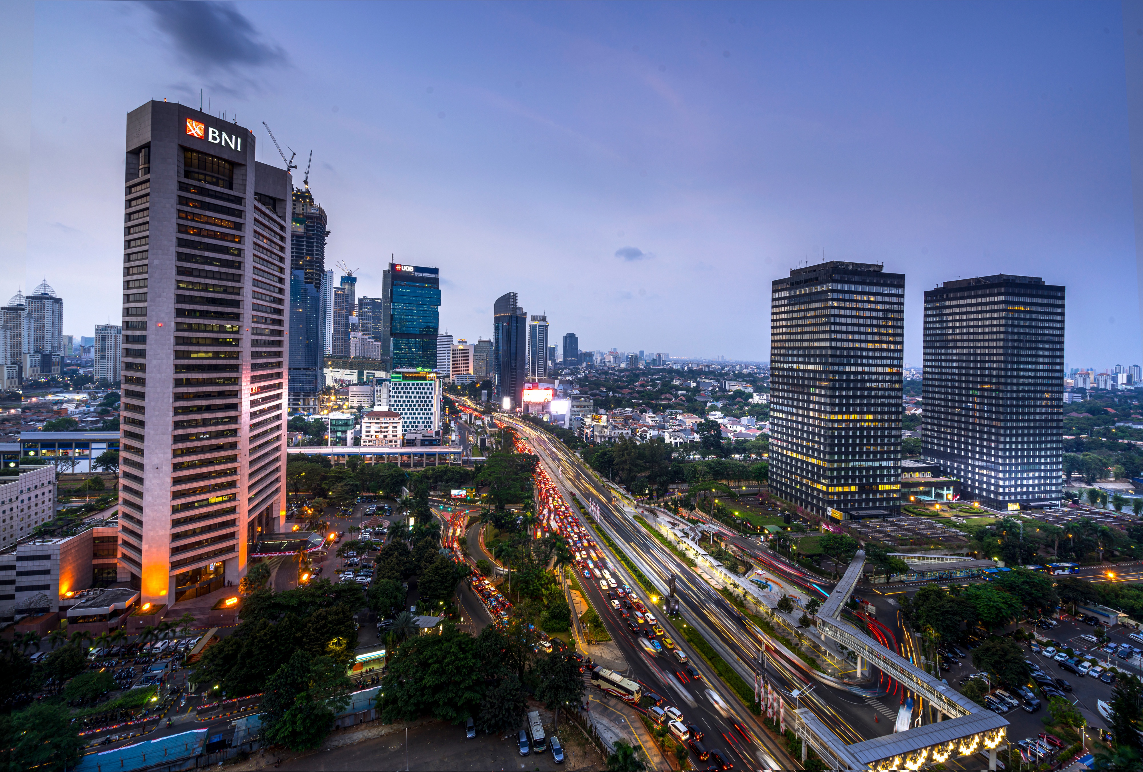 Building Evening Indonesia Jakarta Light Skyscraper 4000x2702