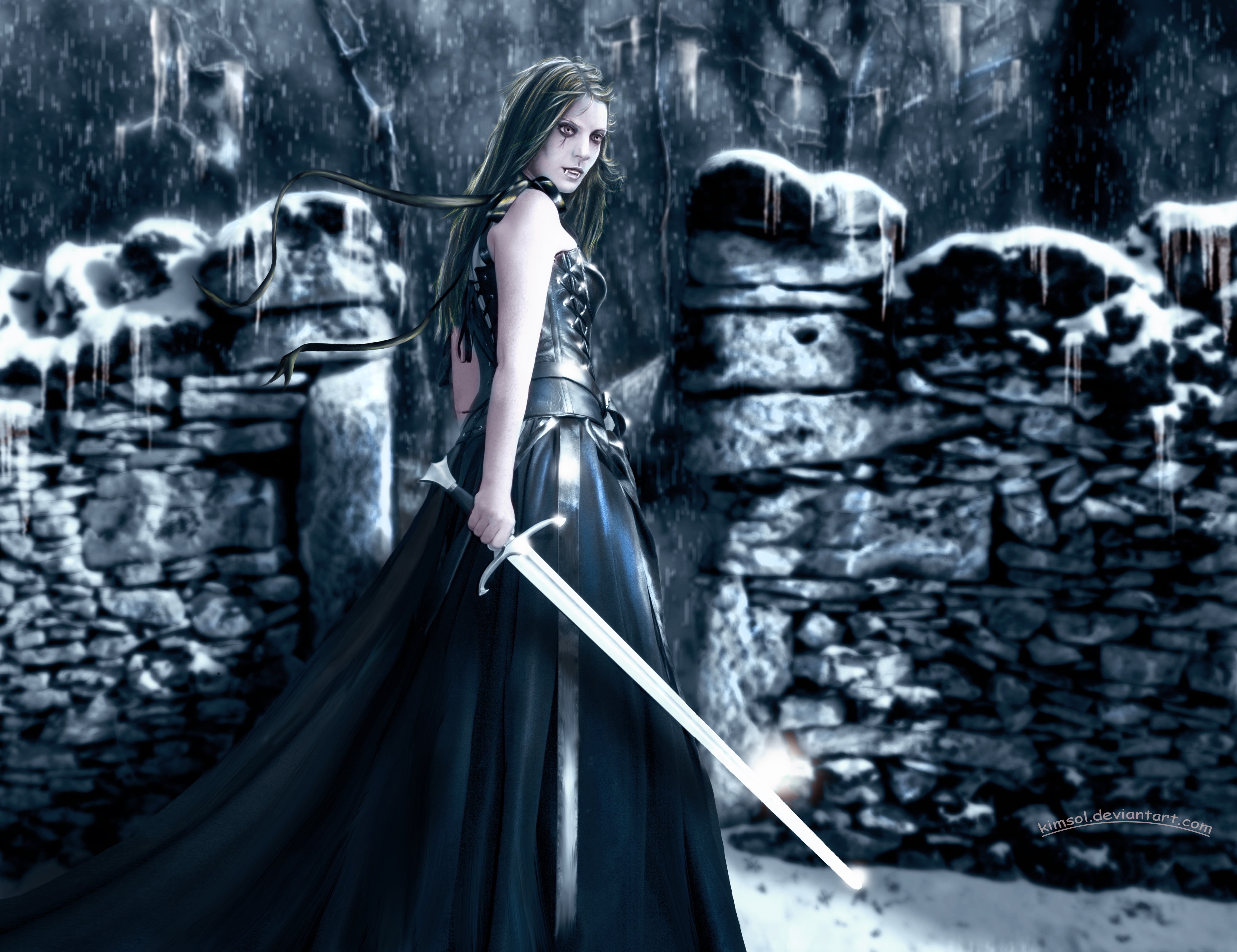 Sword Vampire Woman Woman Warrior 4445x3421