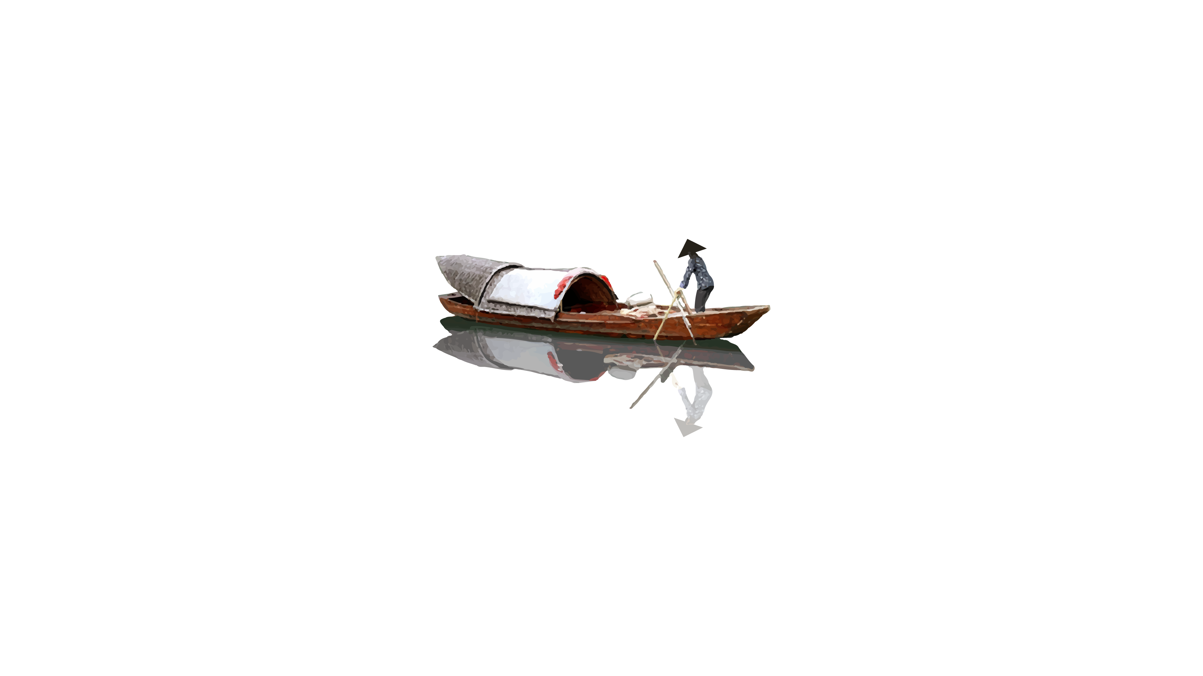 Canoes Ship Boat Minimalism Oriental Japanese 3840x2160