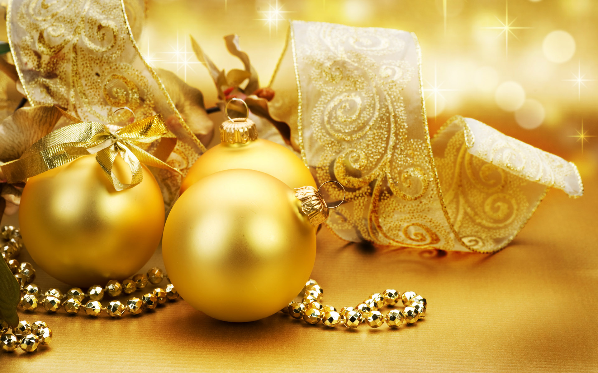 Christmas Christmas Ornaments Golden 1920x1200