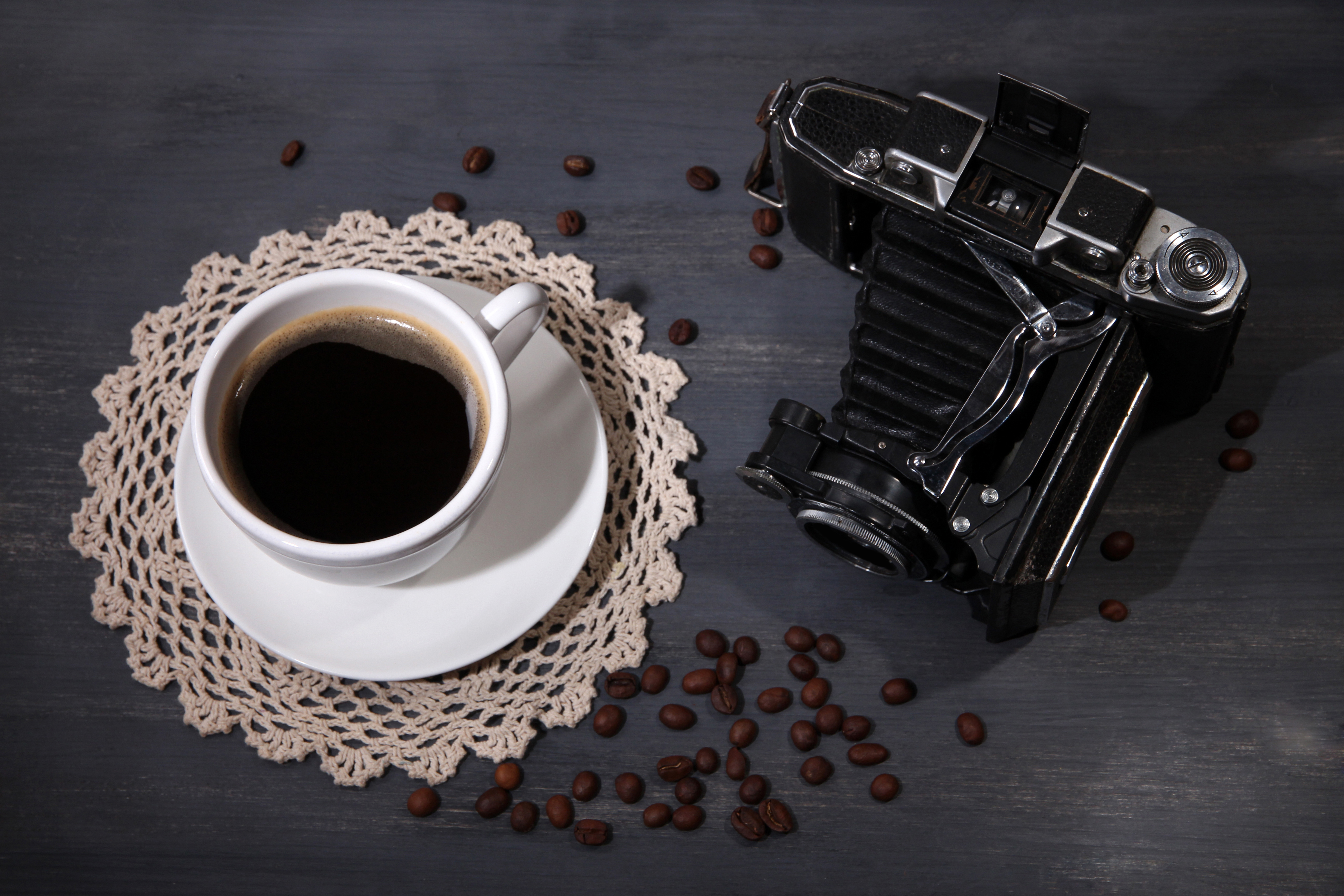 Camera Coffee Coffee Beans Cup Still Life Vintage Camera 4500x3000