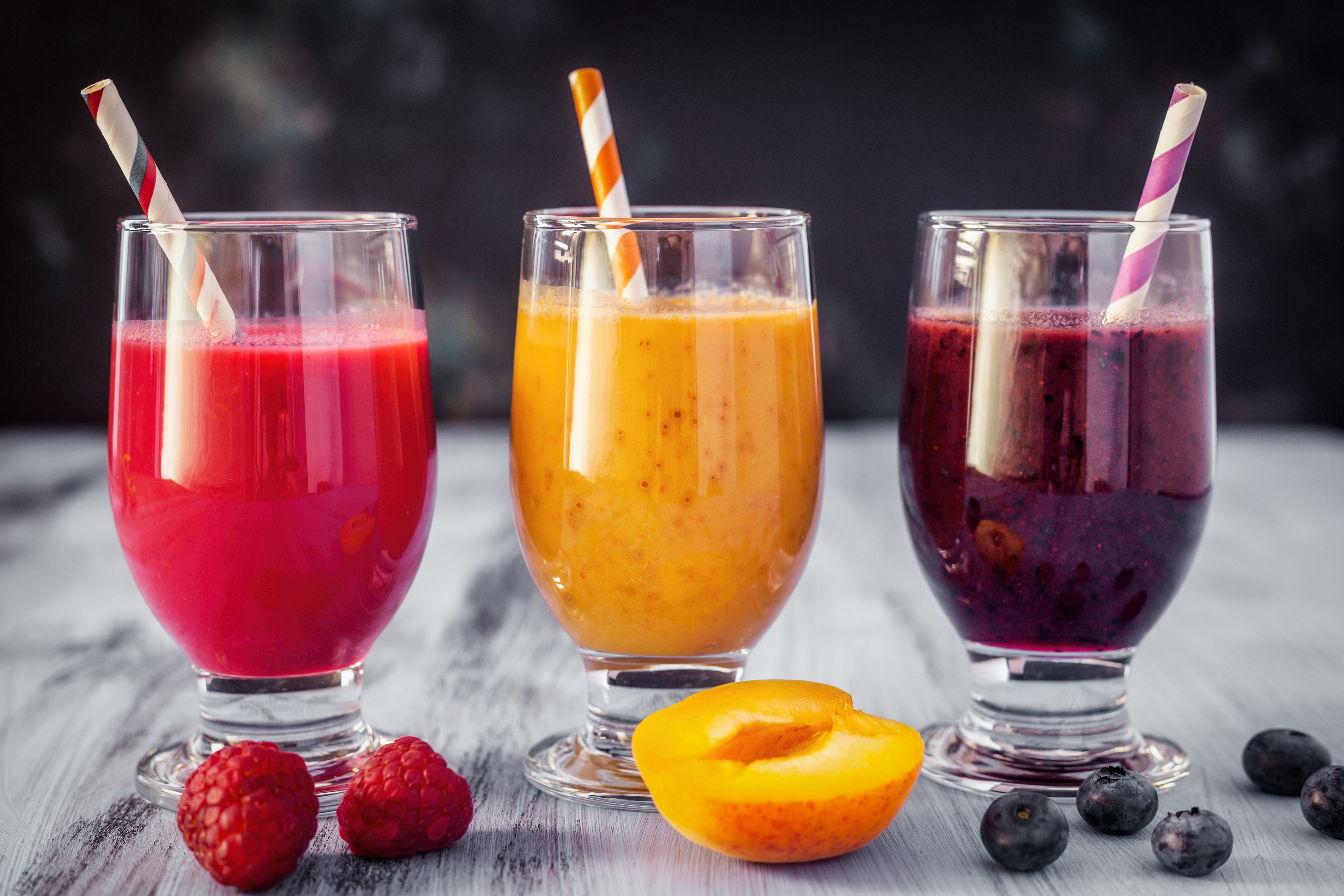 Apricot Blueberry Drink Fruit Glass Raspberry Smoothie 8000x5334