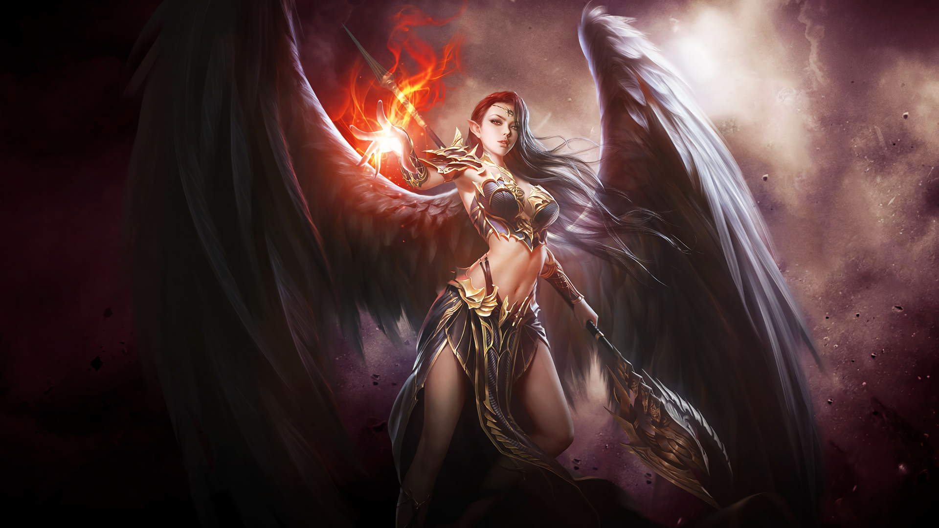 Angel Warrior Weapon Wings Woman Wallpaper - Resolution:1920x1080 -  ID:1003966 