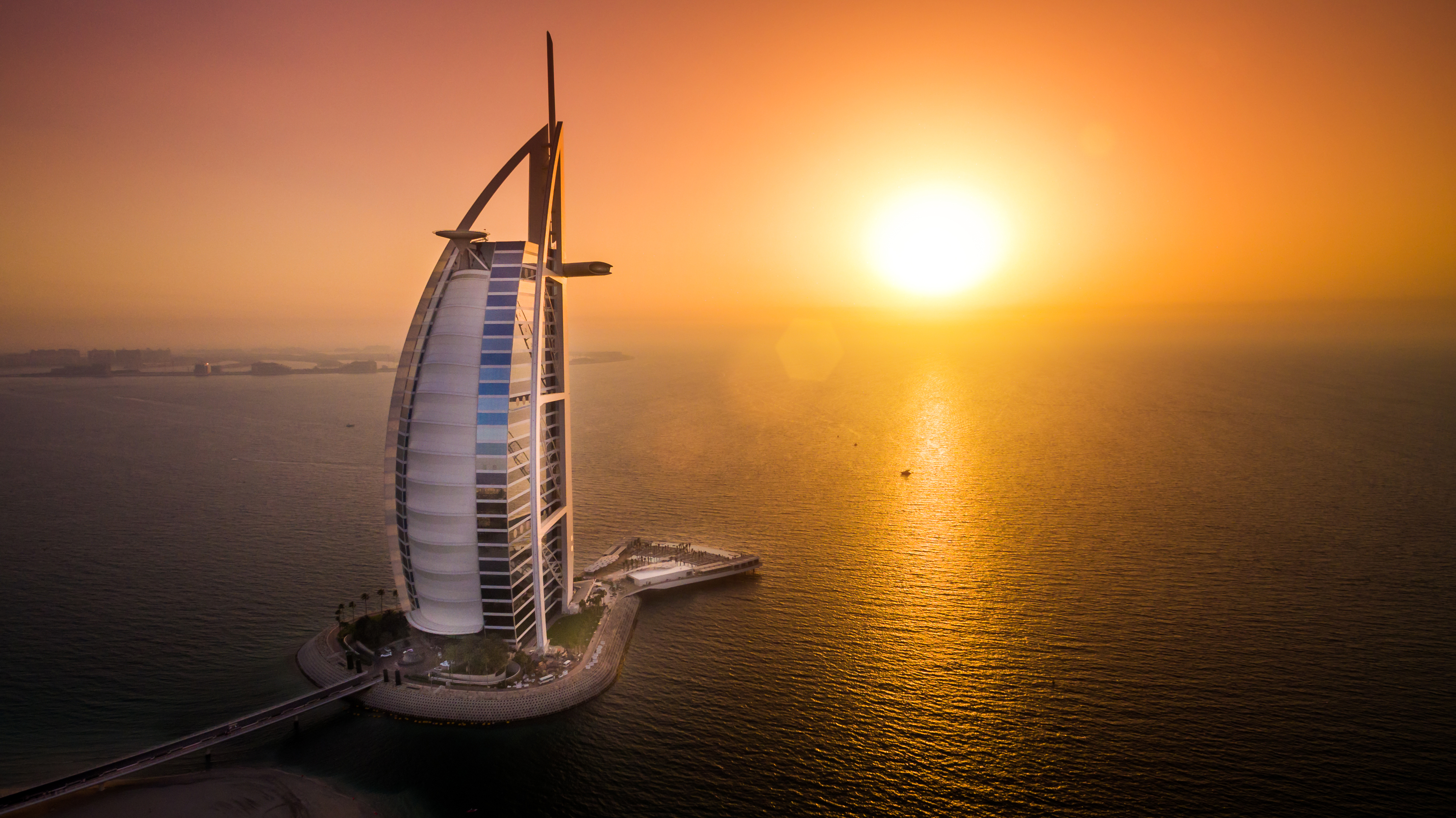 Building Burj Al Arab Dubai Sea Sunset United Arab Emirates 3992x2242