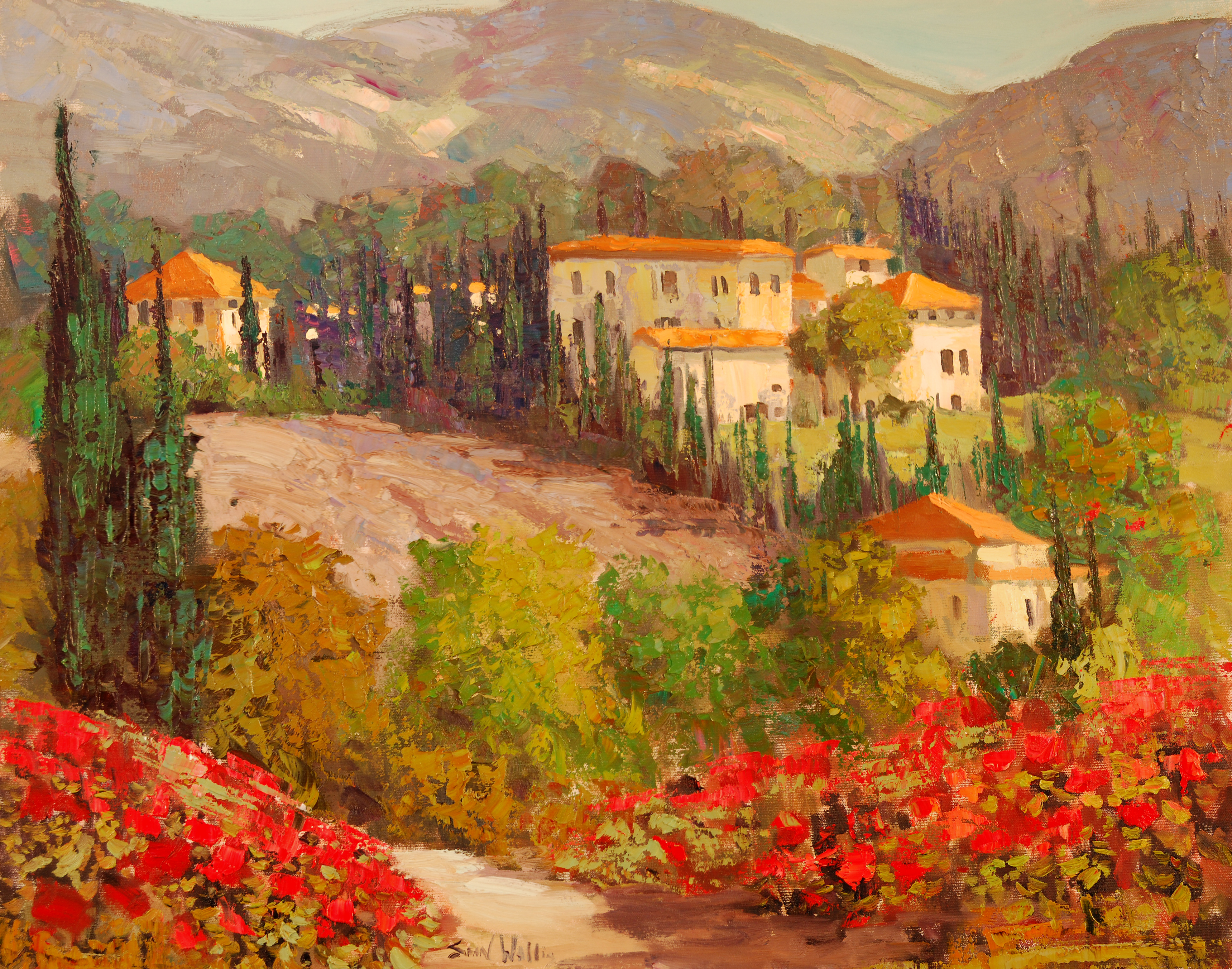 Artistic Colorful Impressionist Italy Landscape Painting 3439x2705