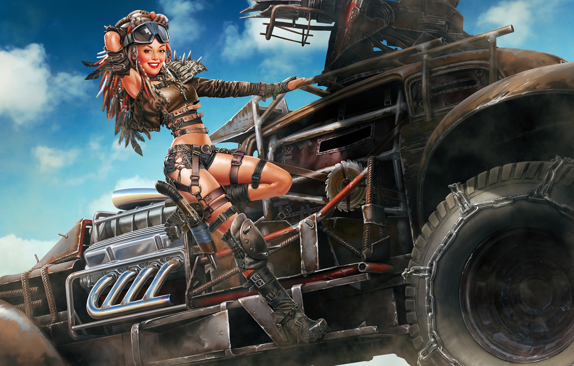 Crossout Video Game Girl Lipstick Post Apocalyptic Vehicle Woman 1920x1224