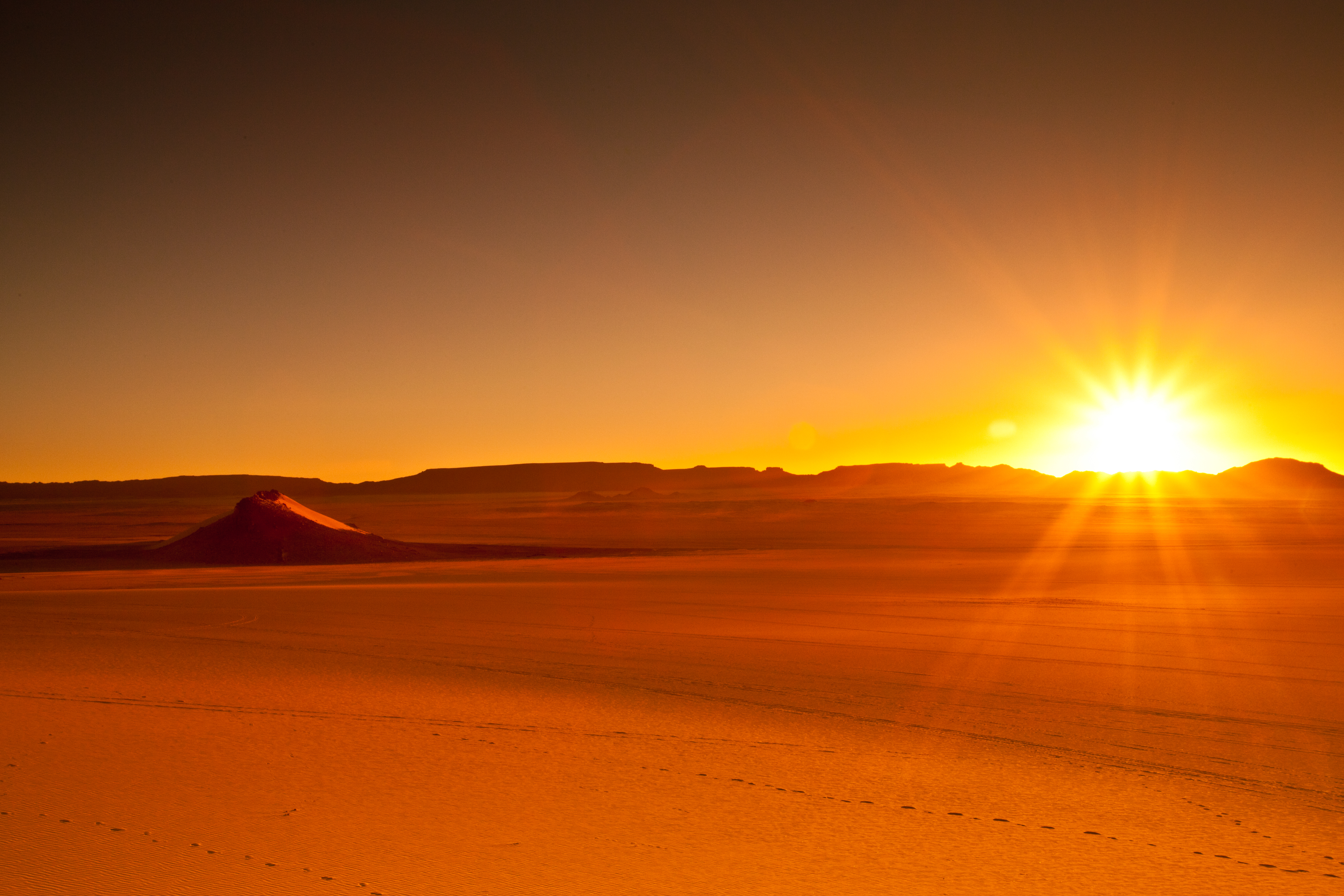 Africa Algeria Desert Hoggar Mountains Landscape Sahara Sand Sunset Tassili N 039 Ajjer Orange Color 5616x3744