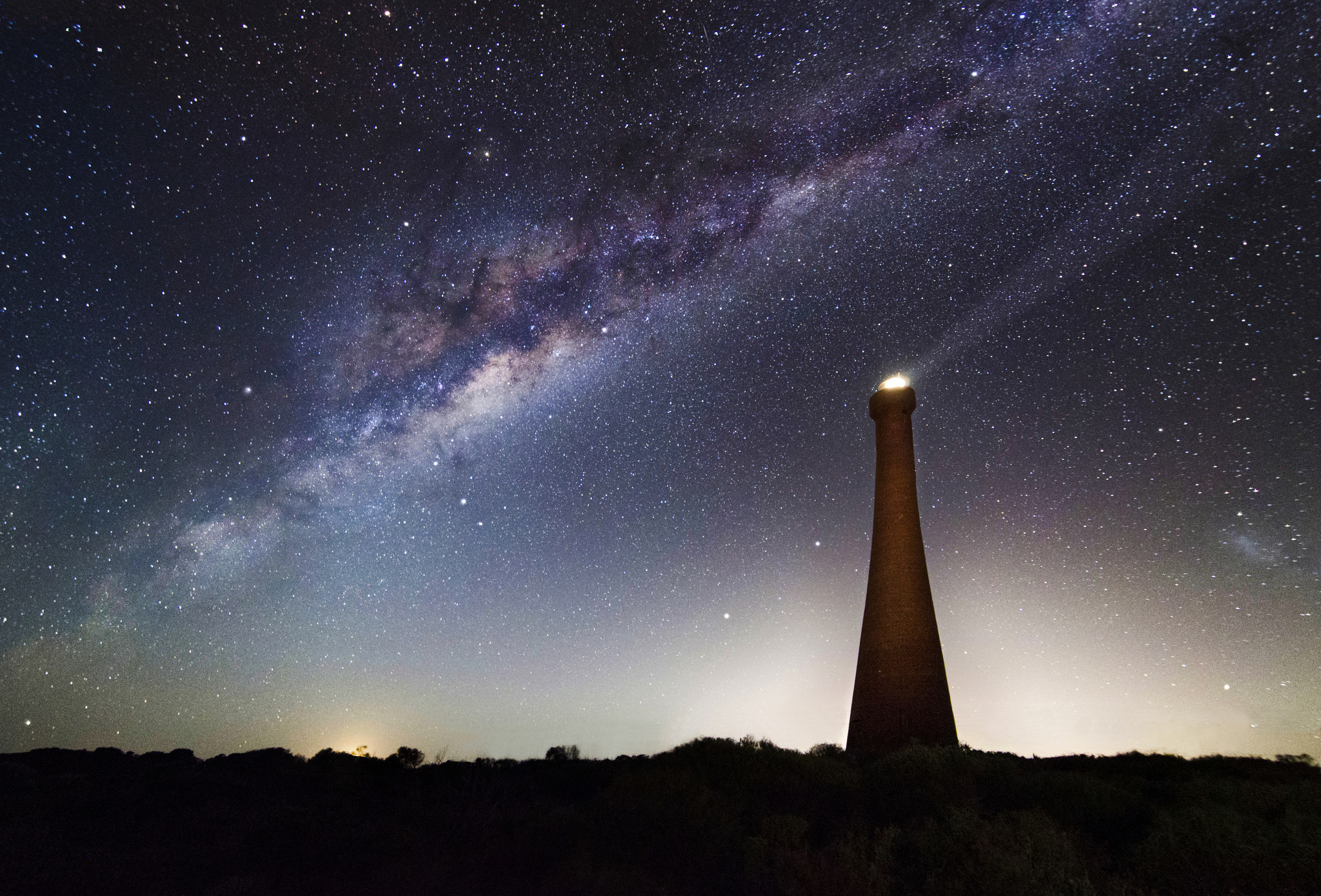 Lighthouse Milky Way Starry Sky Stars Tower 2048x1389