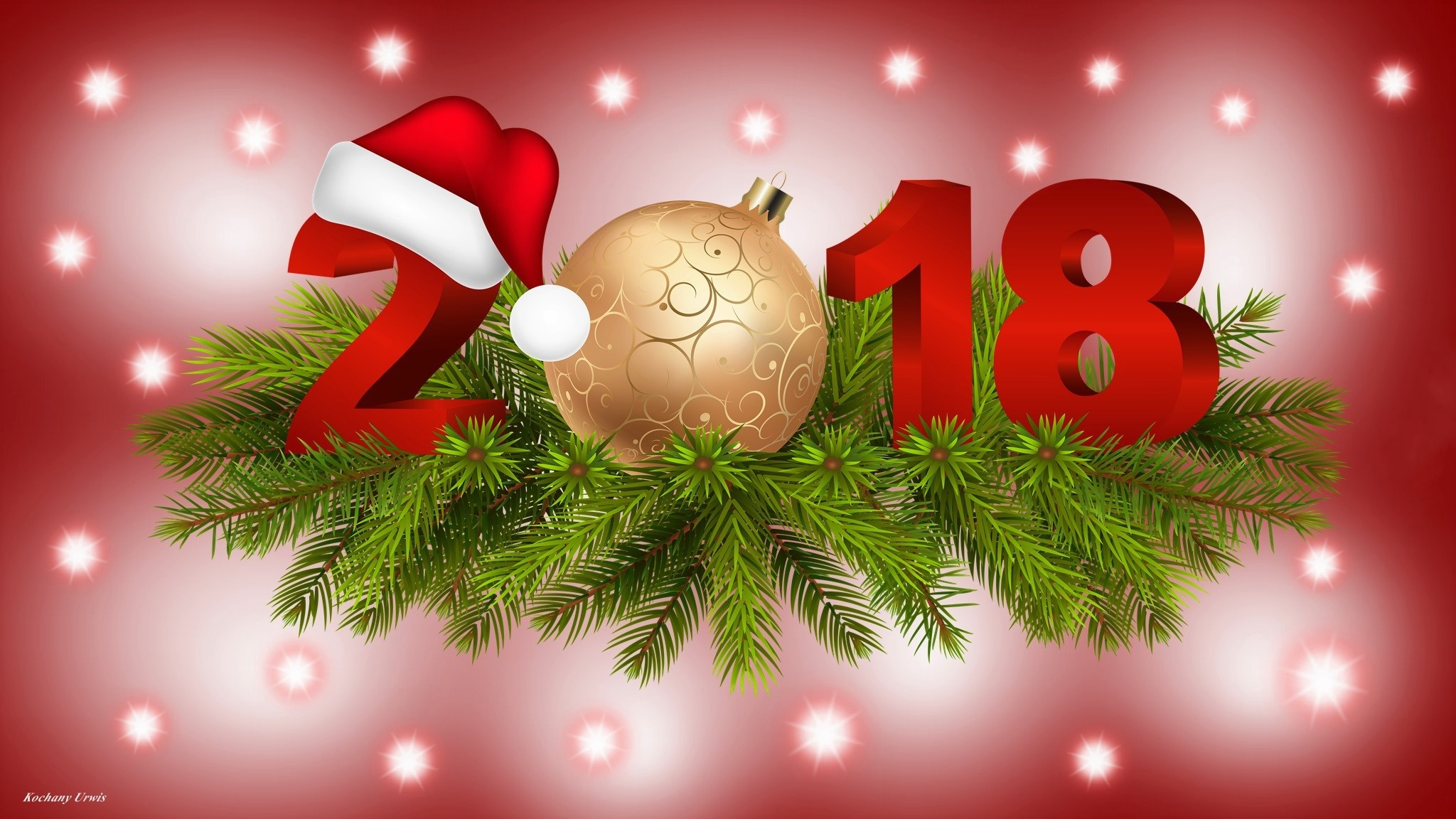 Christmas Ornaments Holiday New Year New Year 2018 Santa Hat 2048x1152