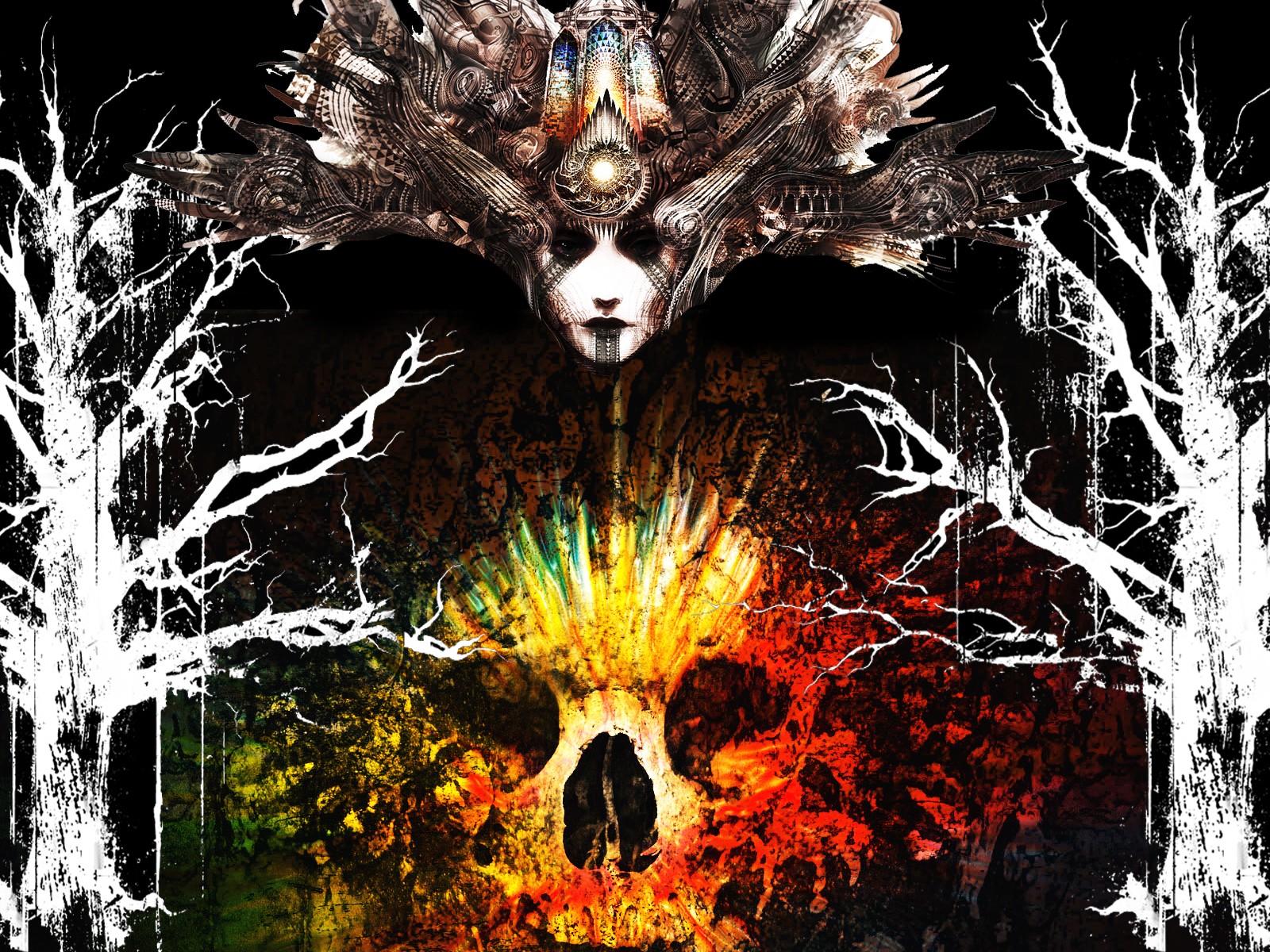 Fantasy Gothic Psychedelic Skull Trippy Witch Witchcraft Woman Wallpaper -  Resolution:1600x1200 - ID:1022372 