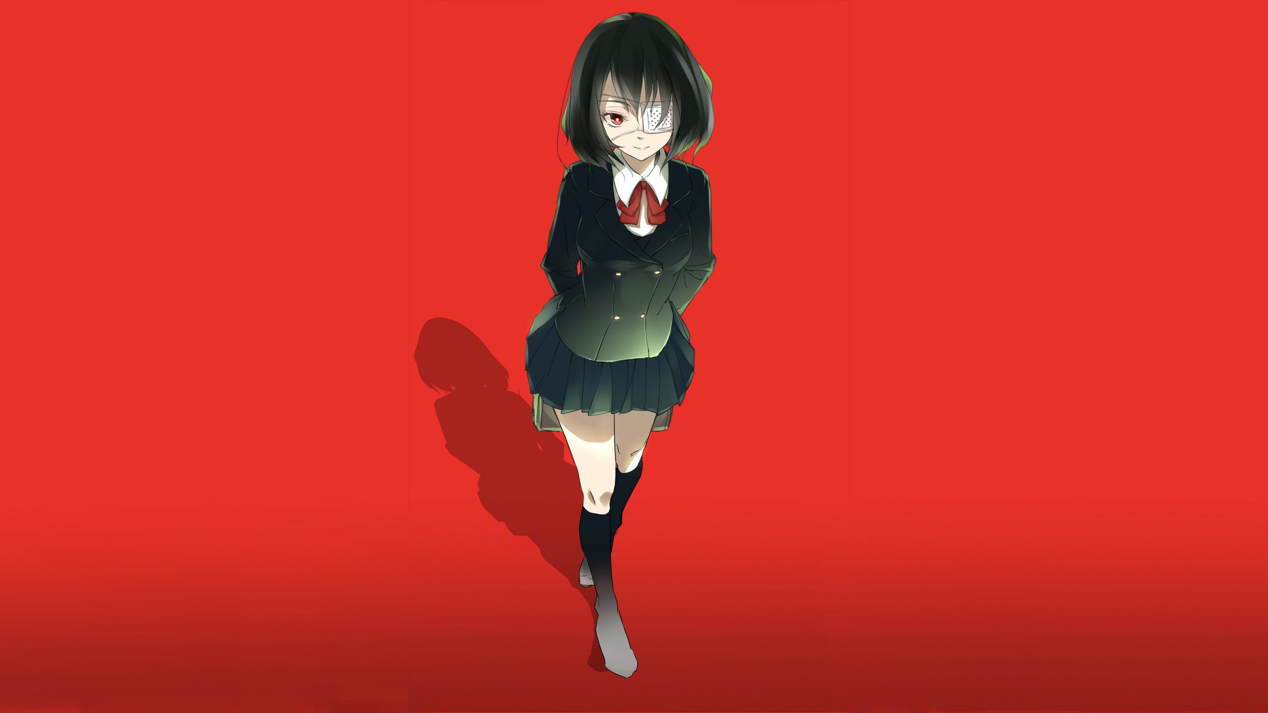 Another Anime Eye Patch Girl Mei Misaki School Uniform Skirt Socks 2560x1440