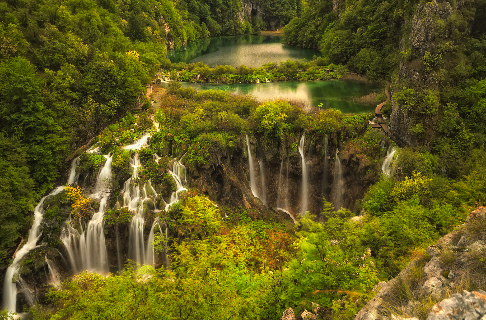Earth Plitvice Lake National Park Tree Waterfall 2048x1351