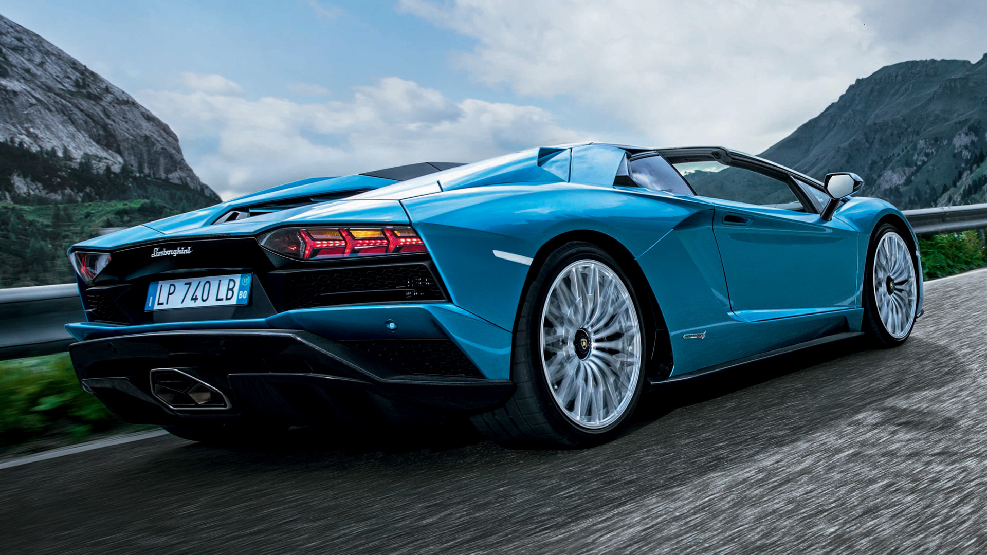 Blue Car Car Lamborghini Aventador S Roadster Sport Car Supercar 1920x1080