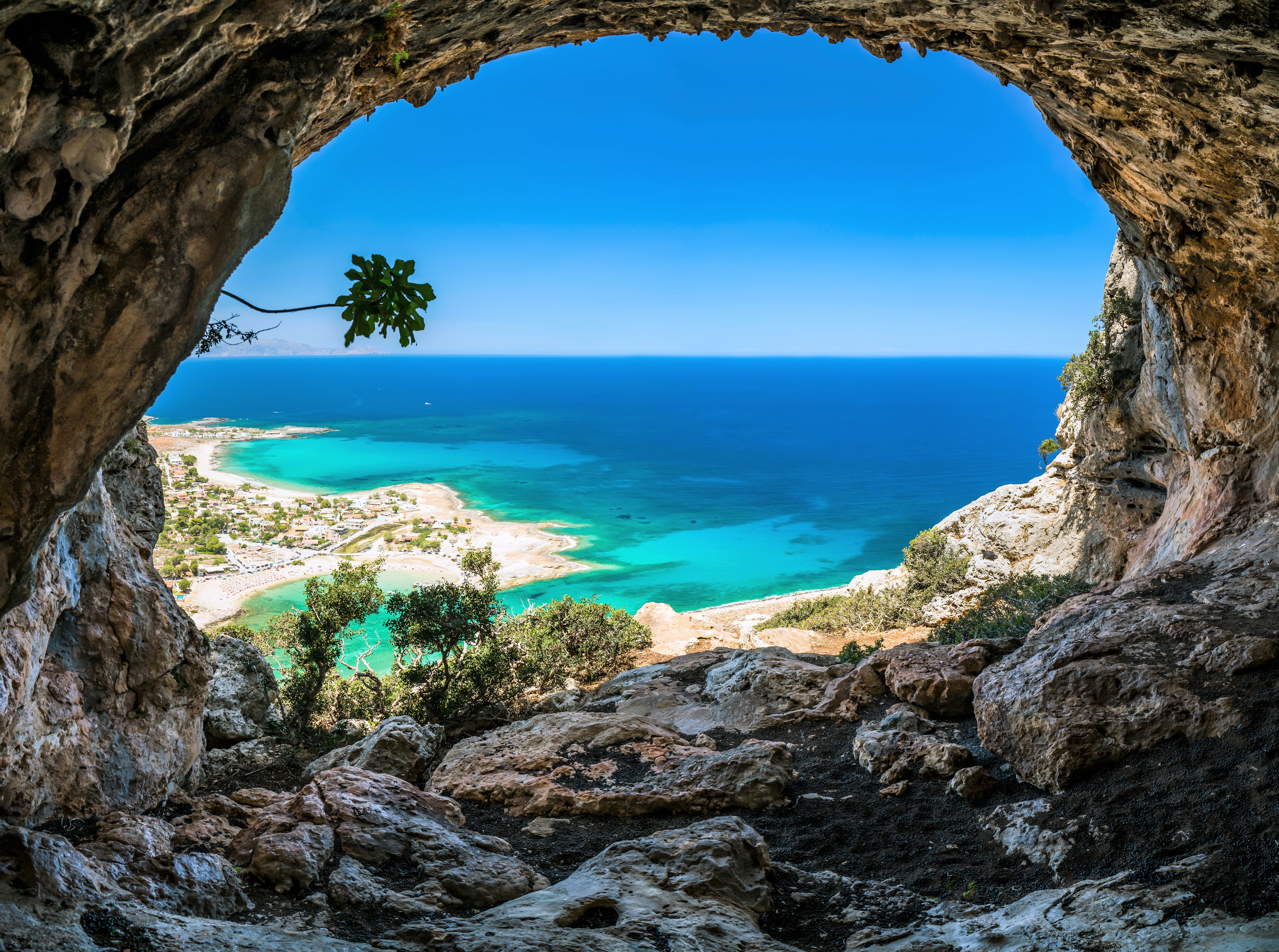 Beach Cave Horizon Ocean Rock Sea Tropical Turquoise 5036x3752