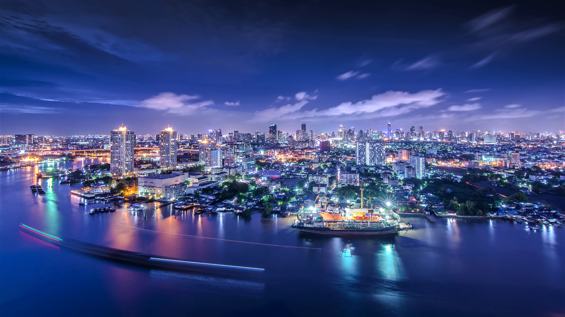 Bangkok Building City Cityscape Night Thailand 1920x1080