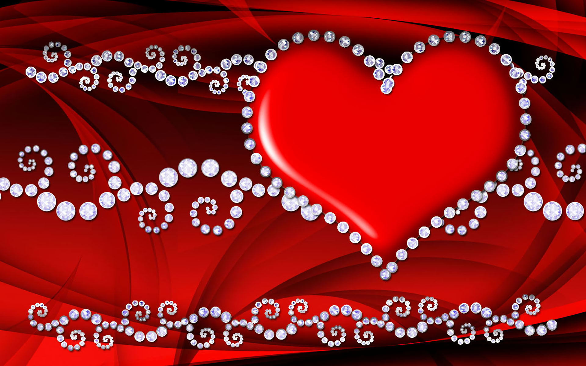 Artistic Diamond Heart Jewelry Red 1920x1200