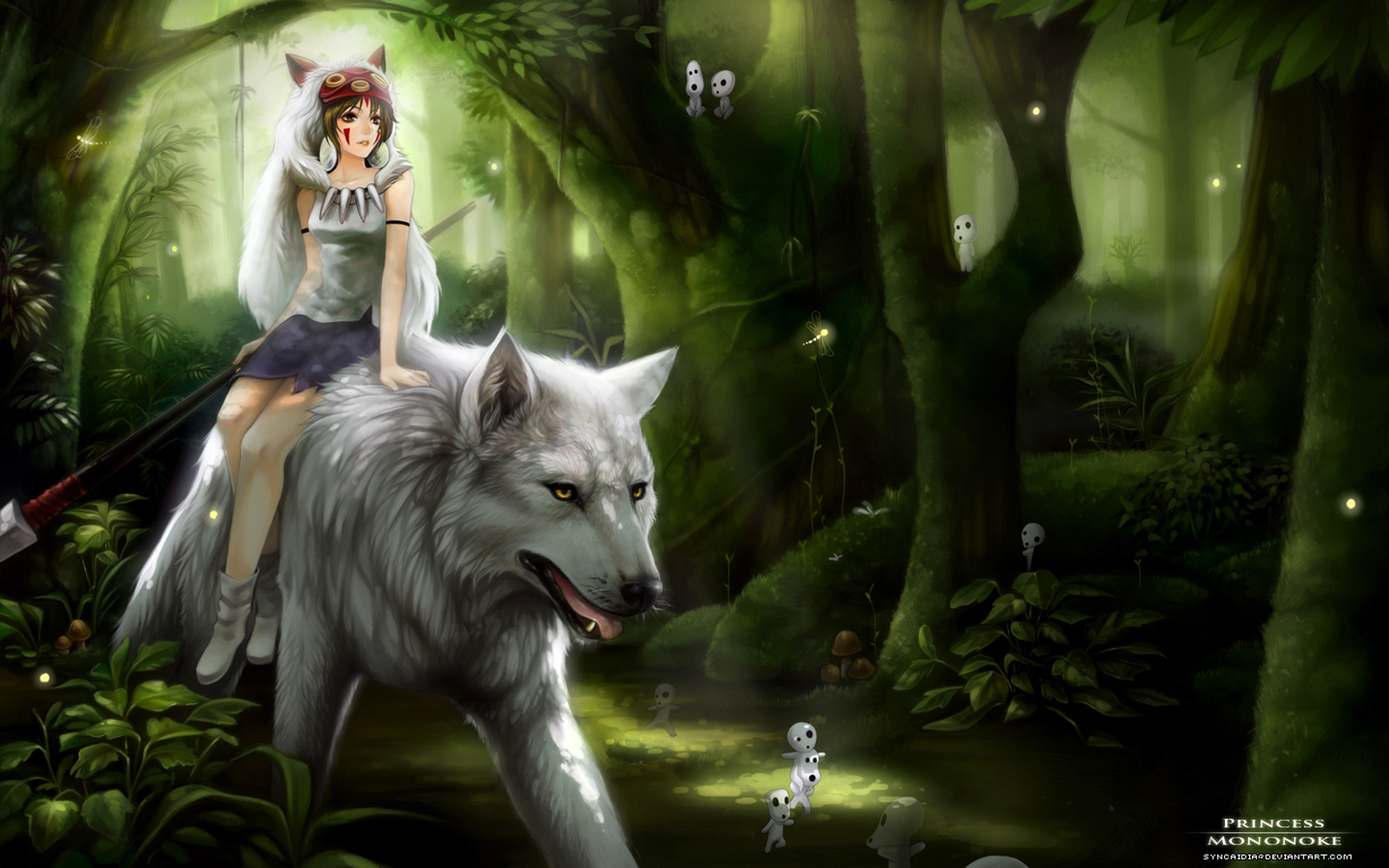 Forest Magic Princess Mononoke Wolf 2560x1600