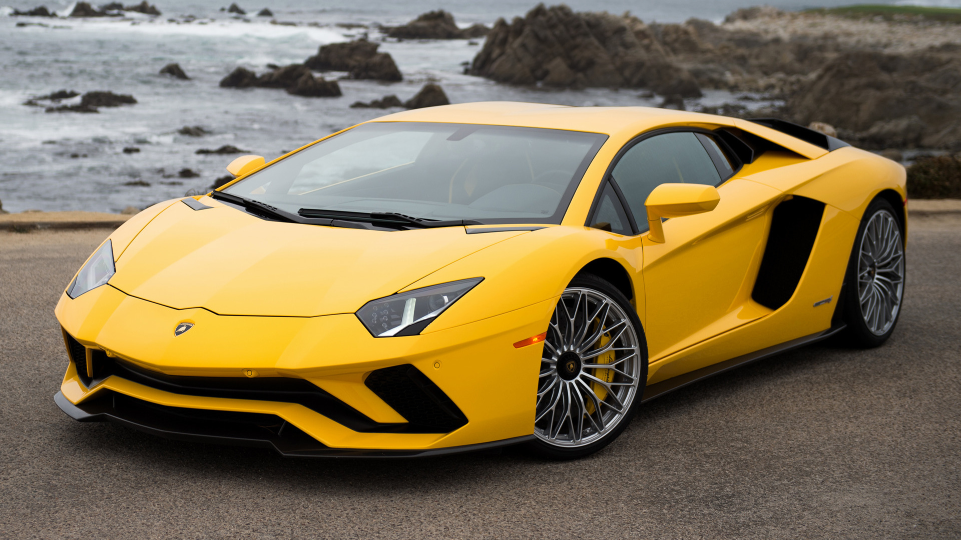 Car Lamborghini Aventador S Sport Car Supercar Yellow Car 1920x1080