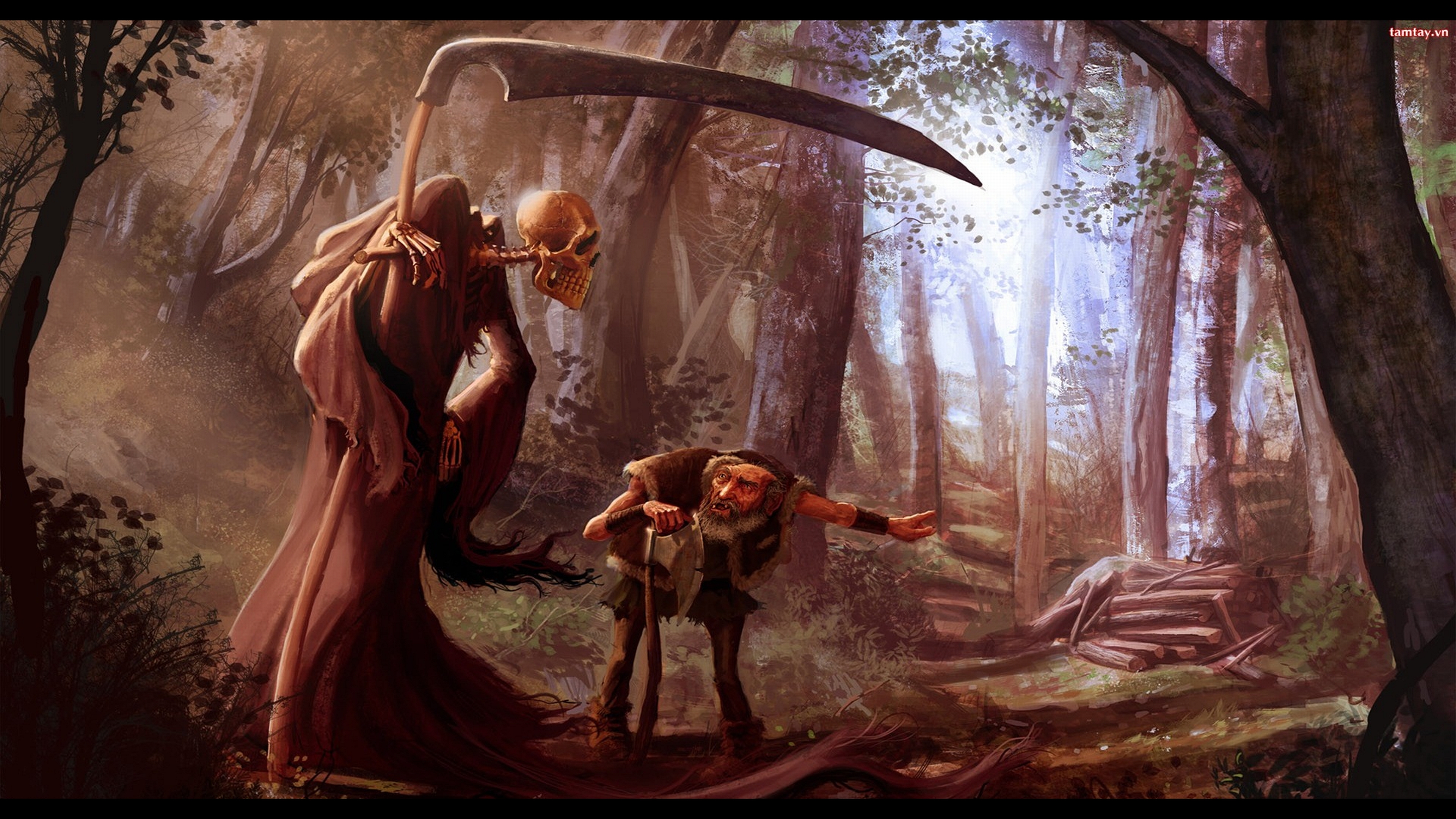 Dwarf Evil Grim Reaper Scythe 3840x2160
