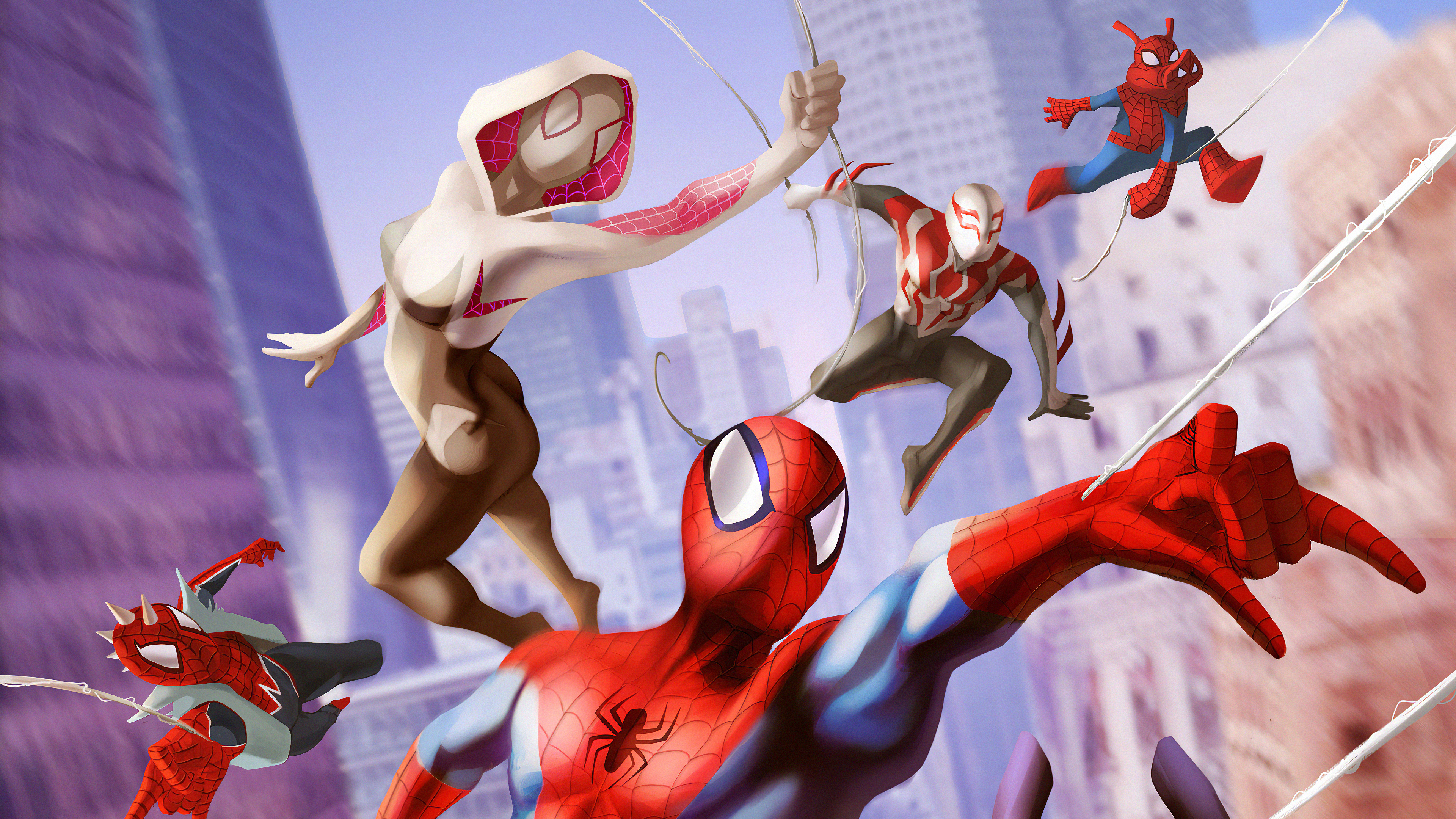 Gwen Stacy Spider Ham Spider Man Spider Man Into The Spider Verse 2 3840x2160
