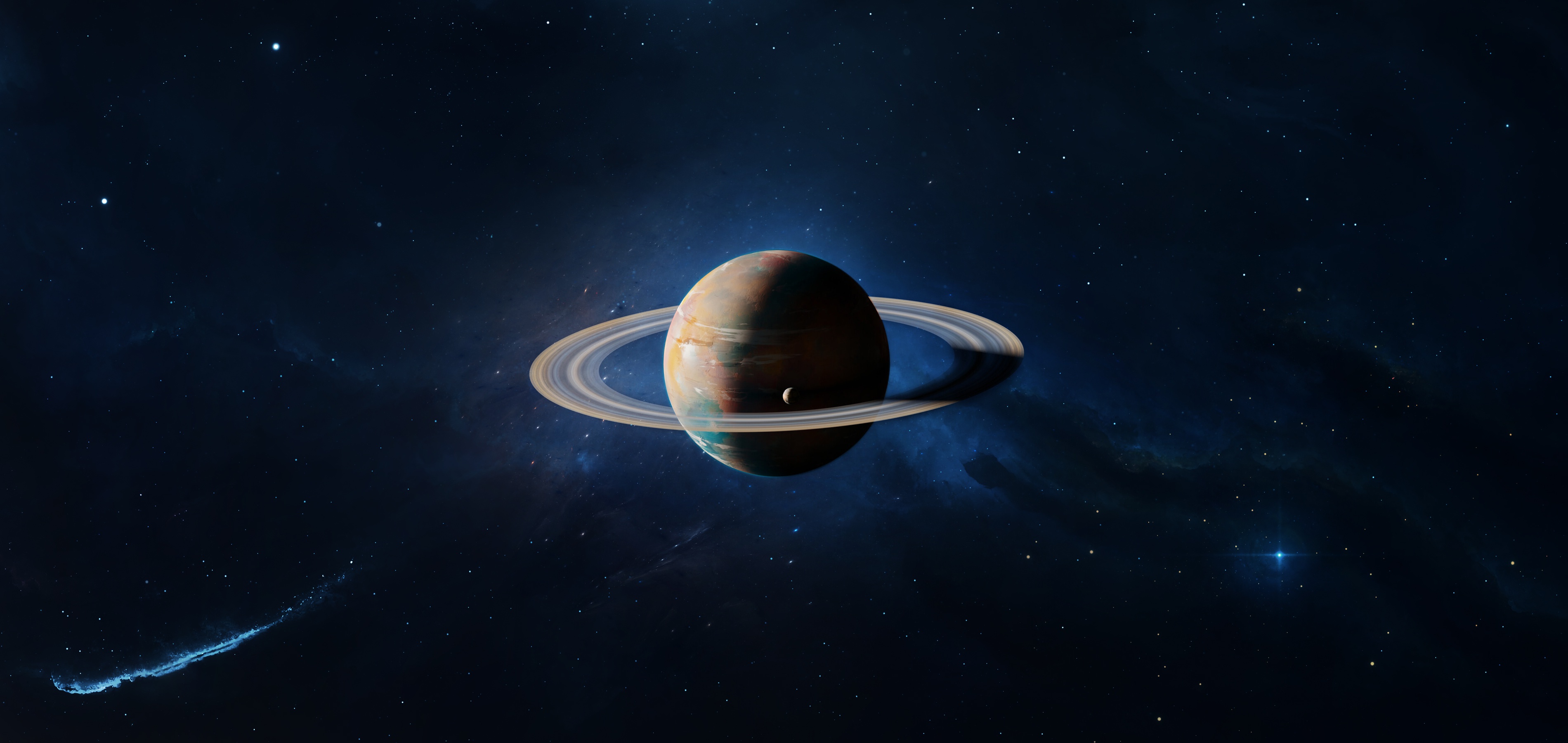 Planet Planetary Ring Space Stars 3800x1800