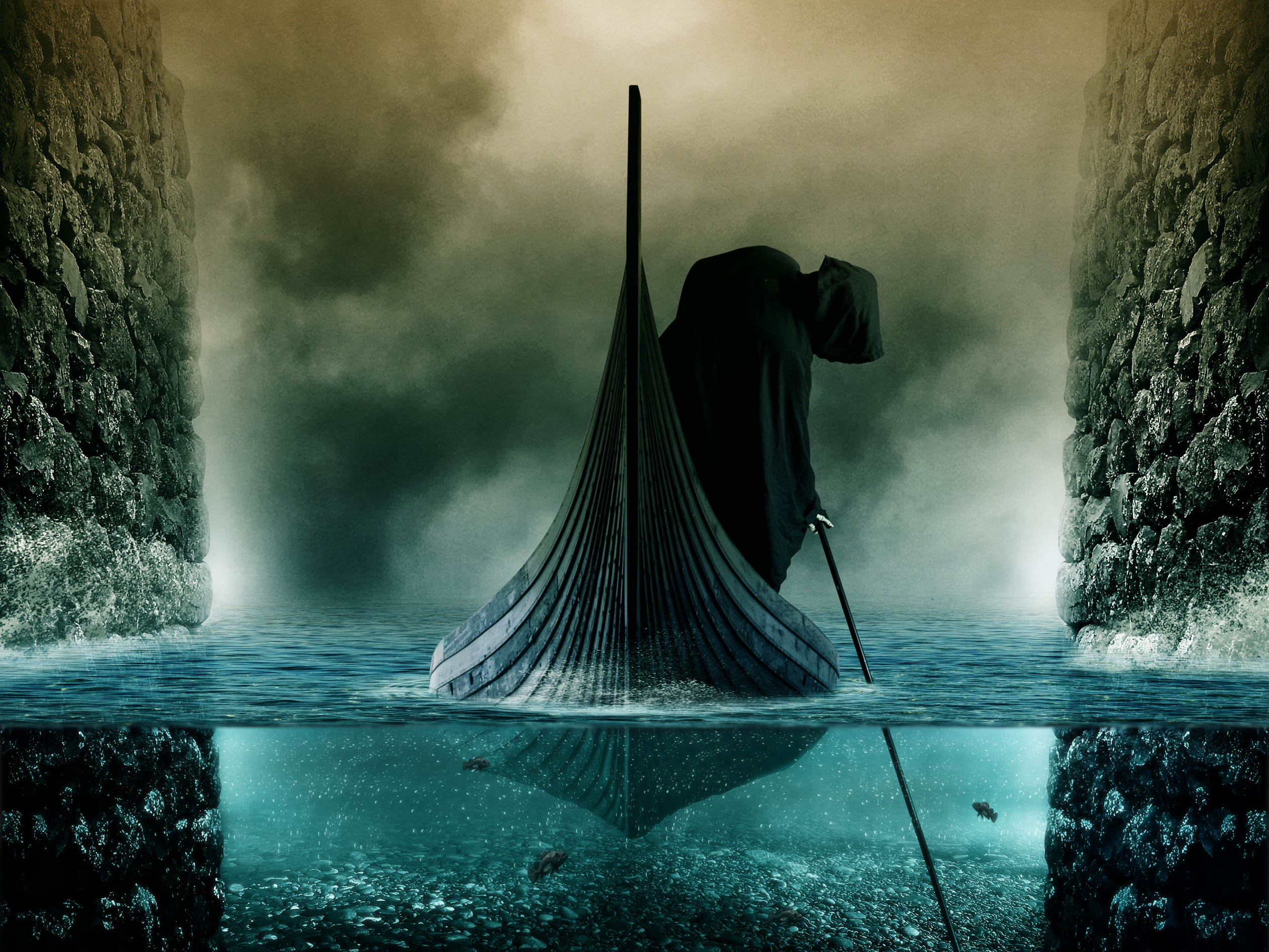 Boat Charon Mythology Death Fog Water 2526x1895