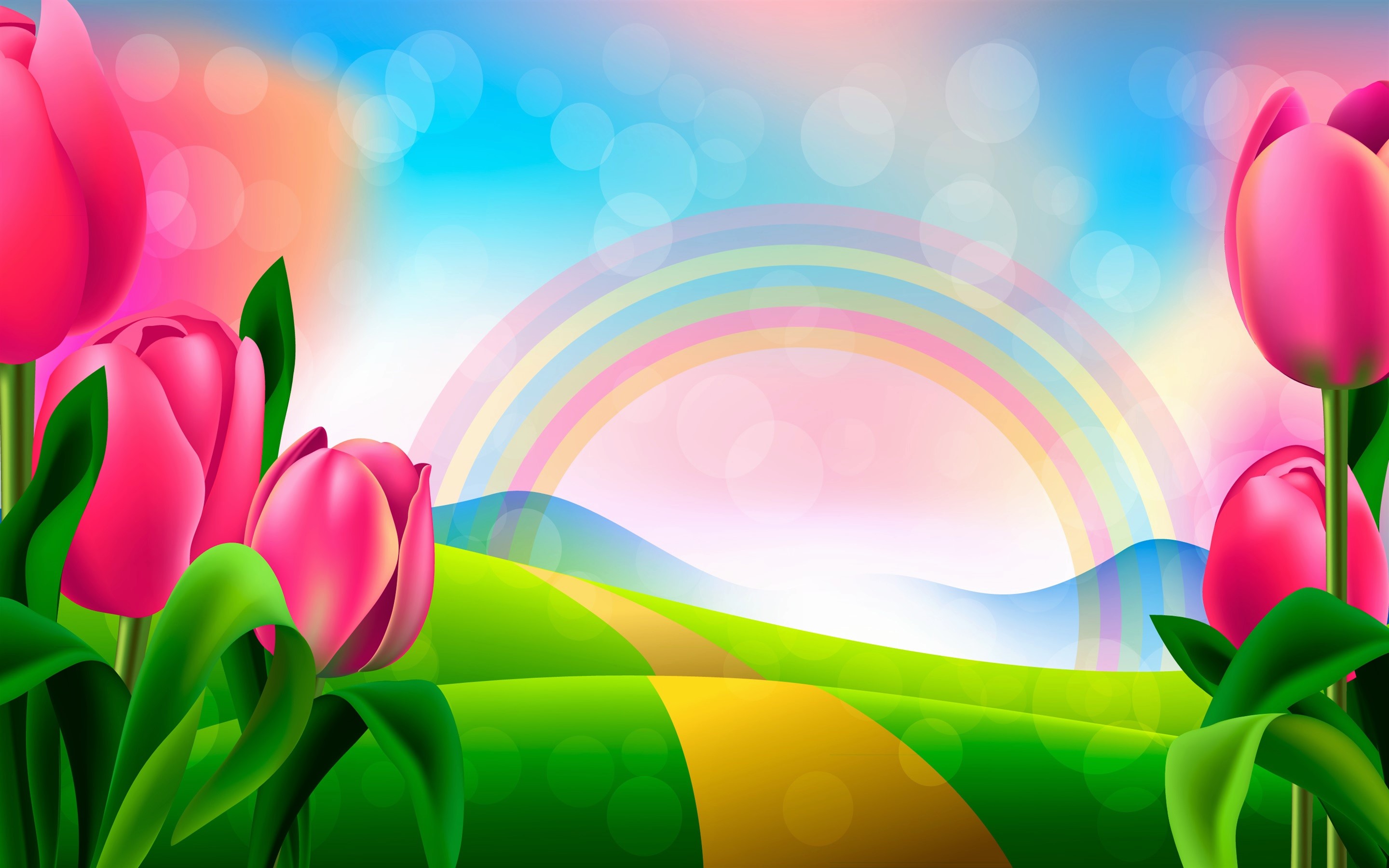 Artistic Rainbow Road Spring Tulip 2880x1800