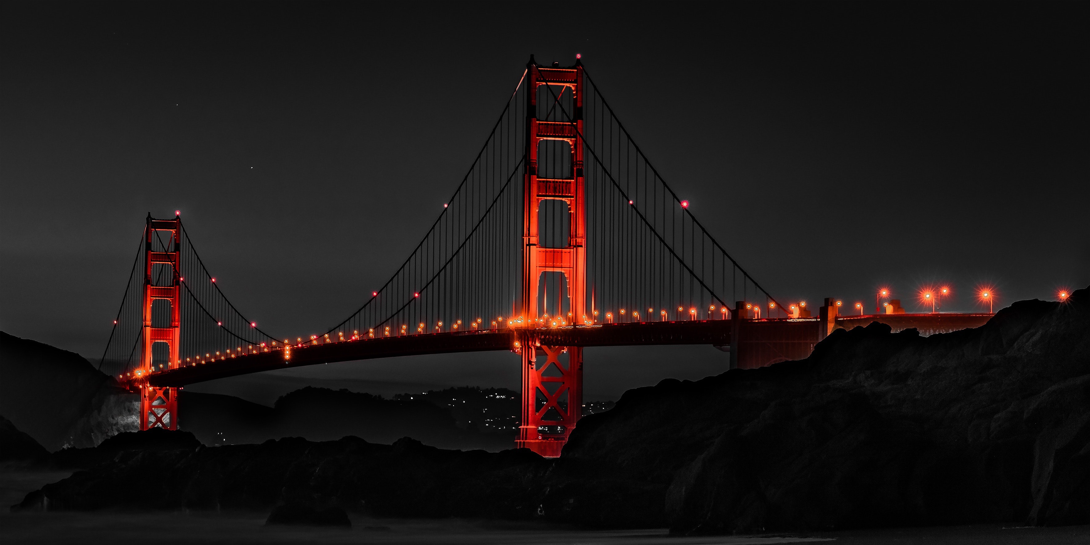Bridge Golden Gate Night 3543x1772
