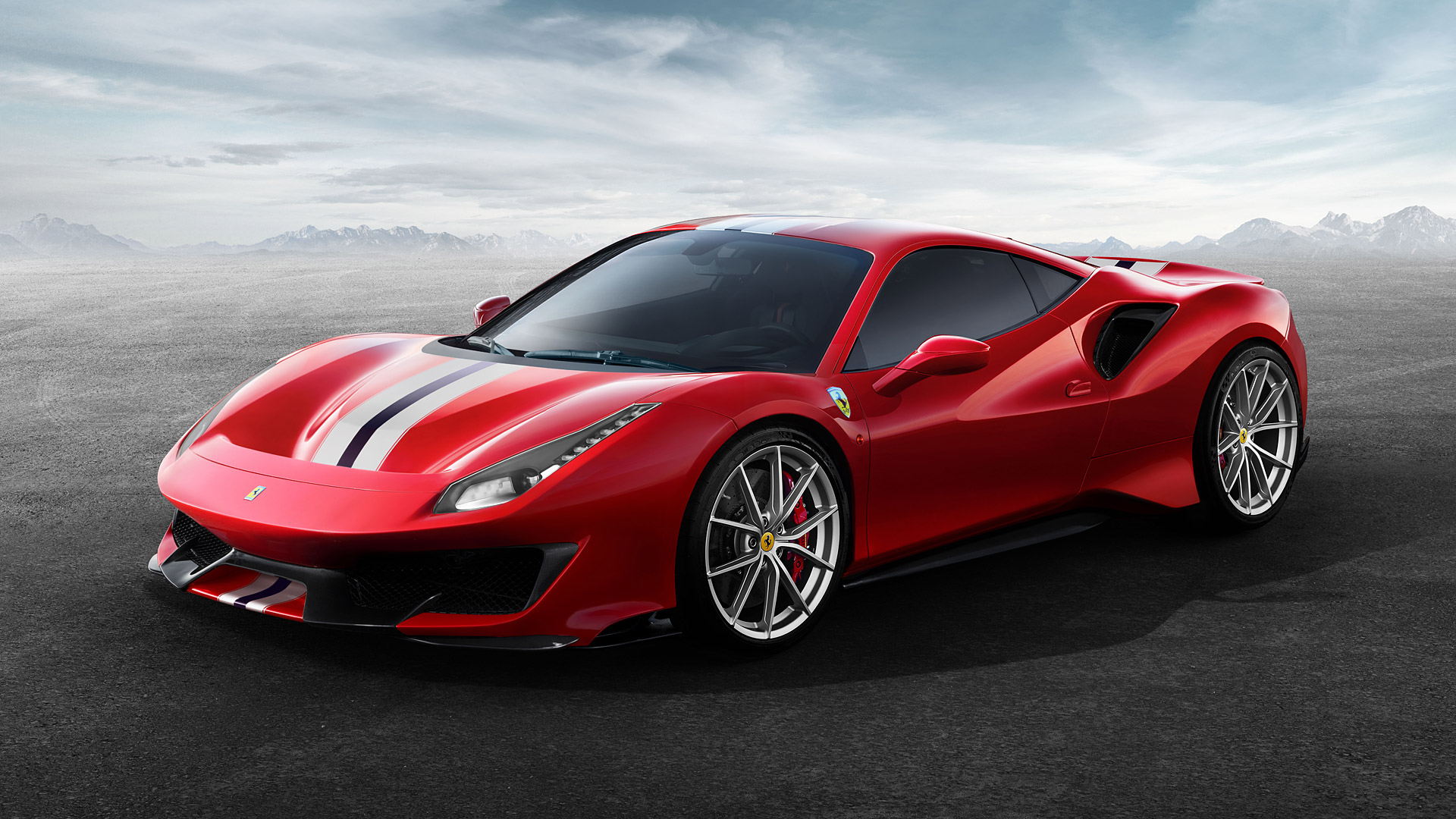 Car Coupe Ferrari 488 Pista Red Car Sport Car 1920x1080