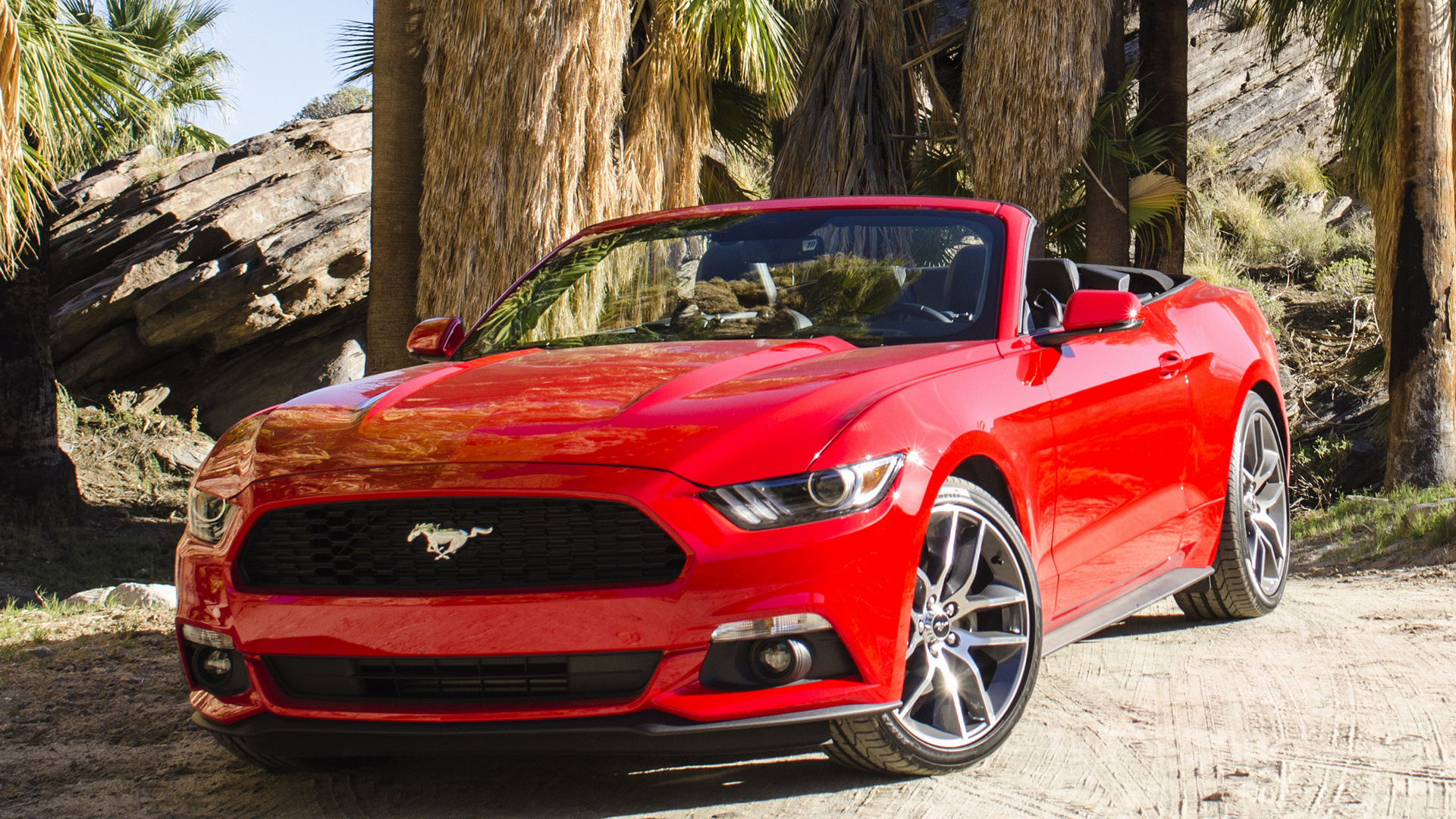 Car Convertible Ford Mustang Ecoboost Muscle Car Red Car 1920x1080