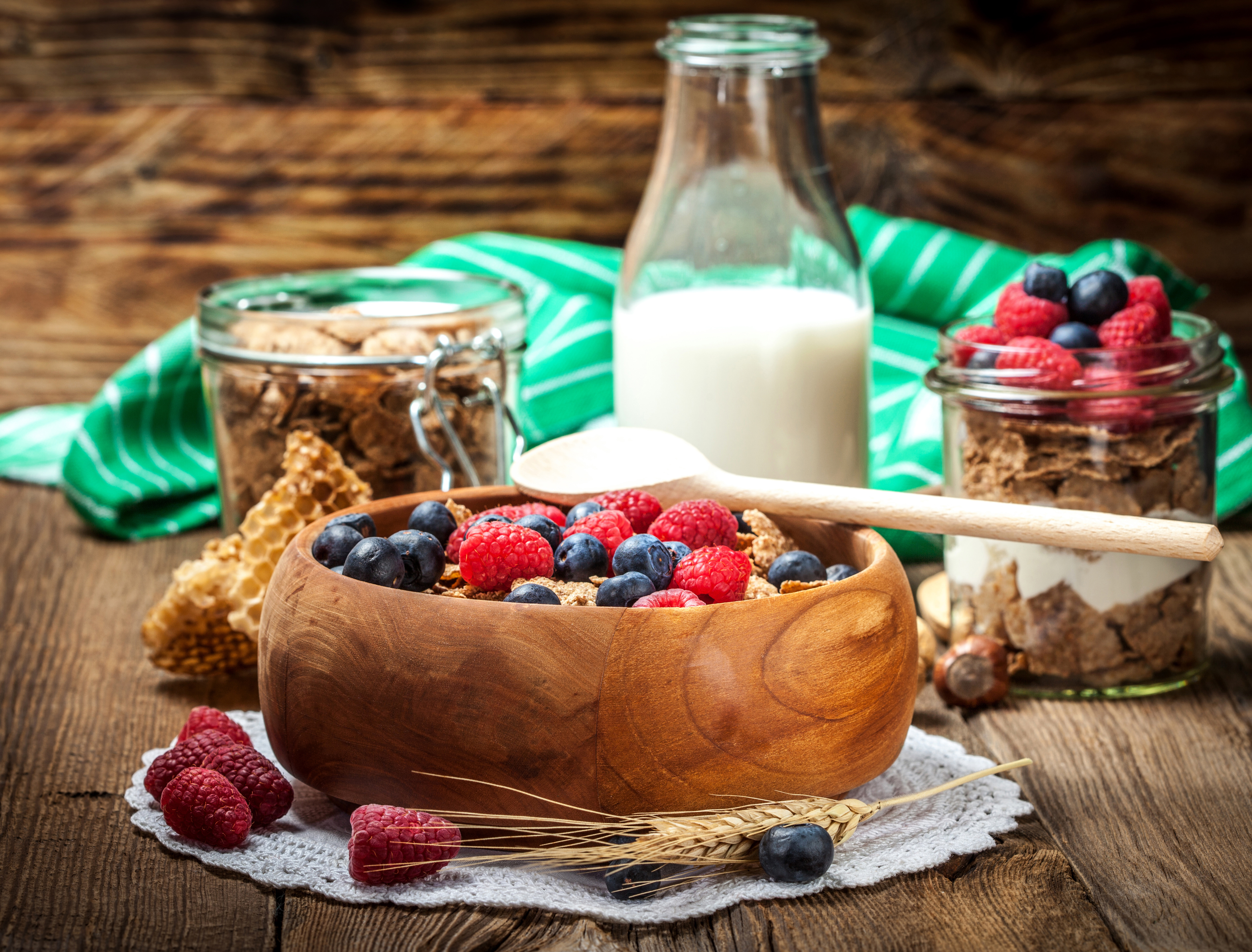 Berry Blueberry Breakfast Fruit Milk Muesli Raspberry Still Life 6000x4562