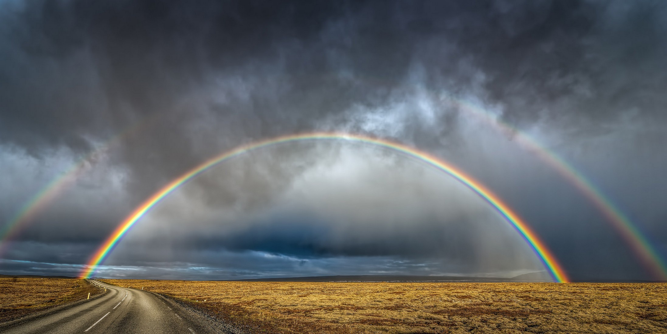 Cloud Horizon Landscape Rainbow Road 2194x1100