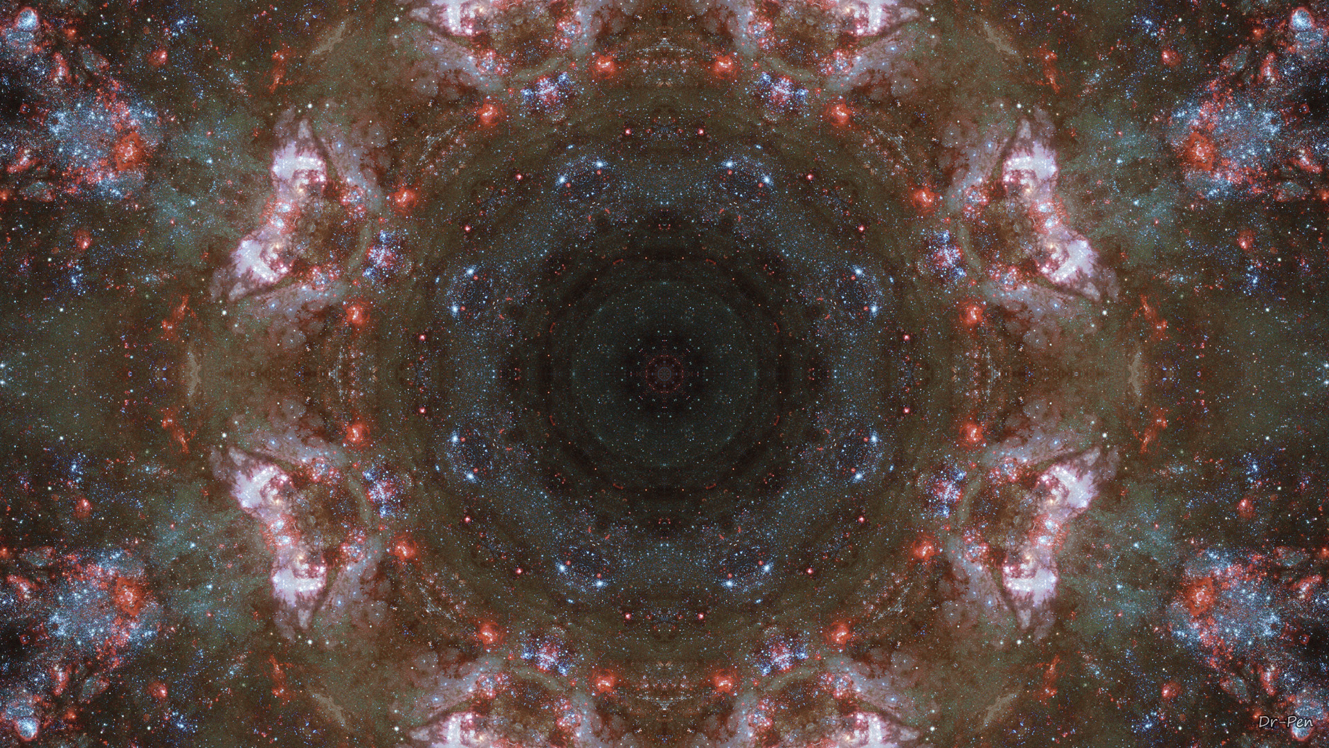 Abstract Artistic Digital Art Mandala Manipulation Nebula Space Stars 1920x1080