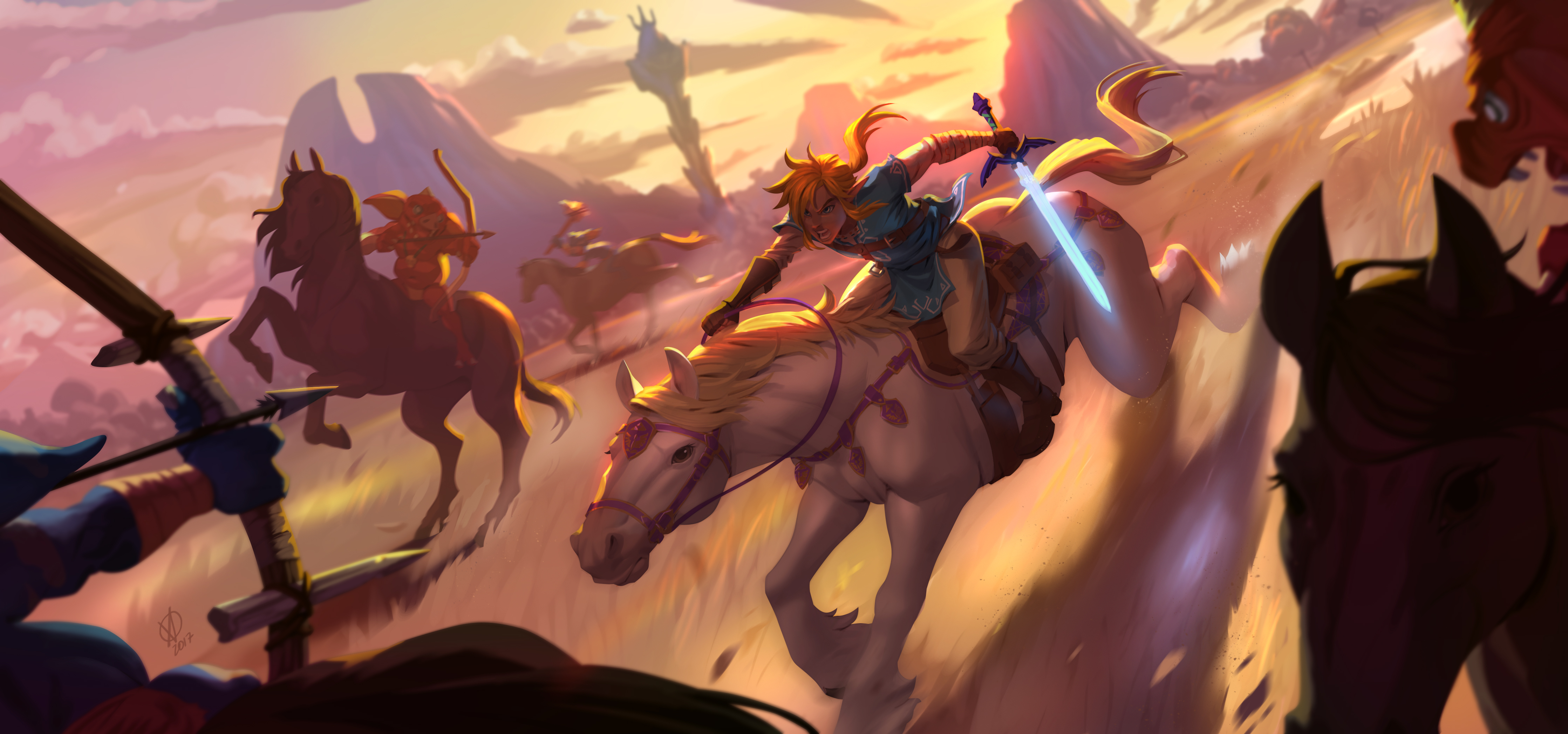 Battle Horse Link Sword The Legend Of Zelda Breath Of The Wild 4474x2093