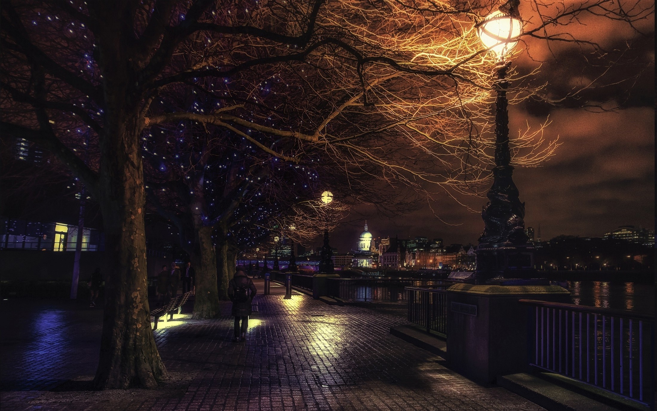 Christmas City Cityscape Light London Night Street 2200x1375
