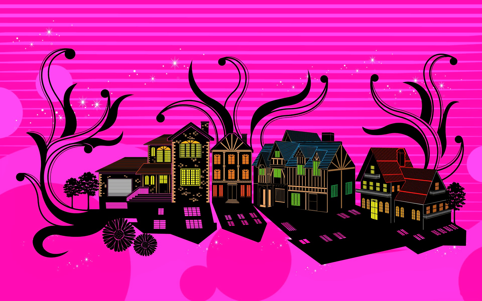 Abstract Colorful House Vector 1920x1200