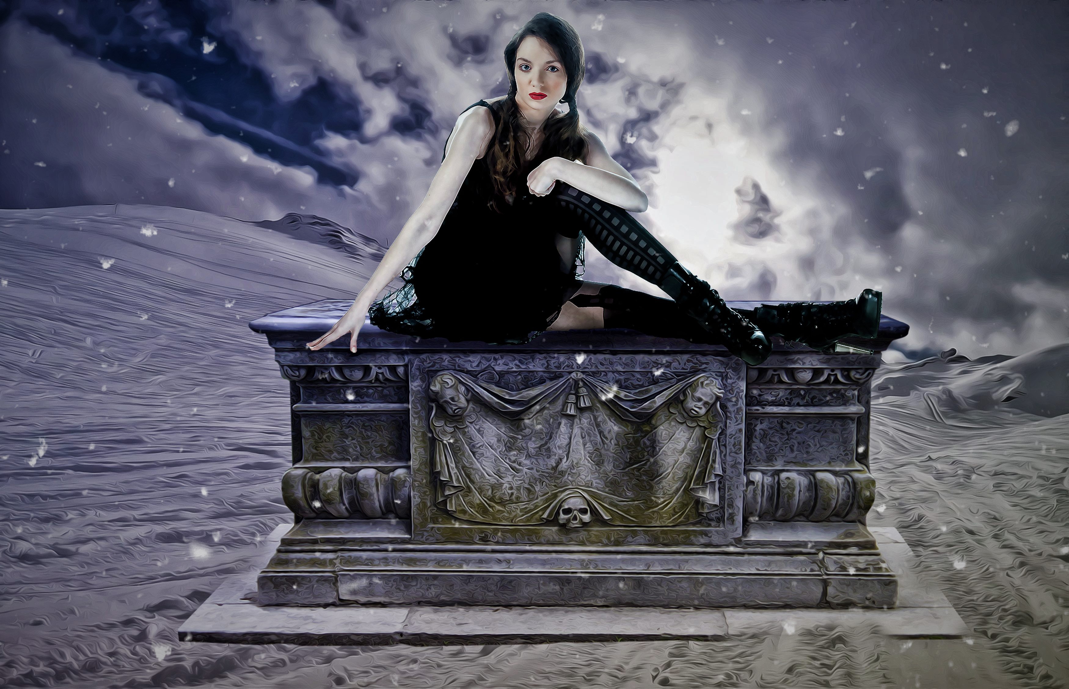 Fantasy Girl Gothic Lipstick Tombstone Woman 3500x2256