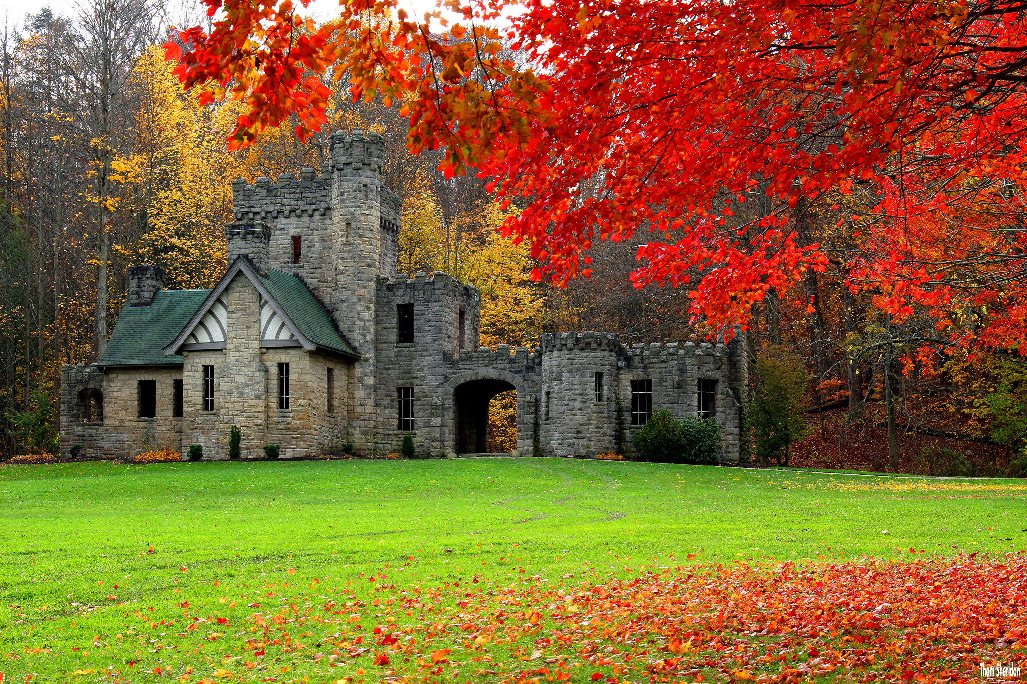 Architecture Castle Fall Foliage Man Made Ohio Squire 039 S Castle Tree 2048x1365