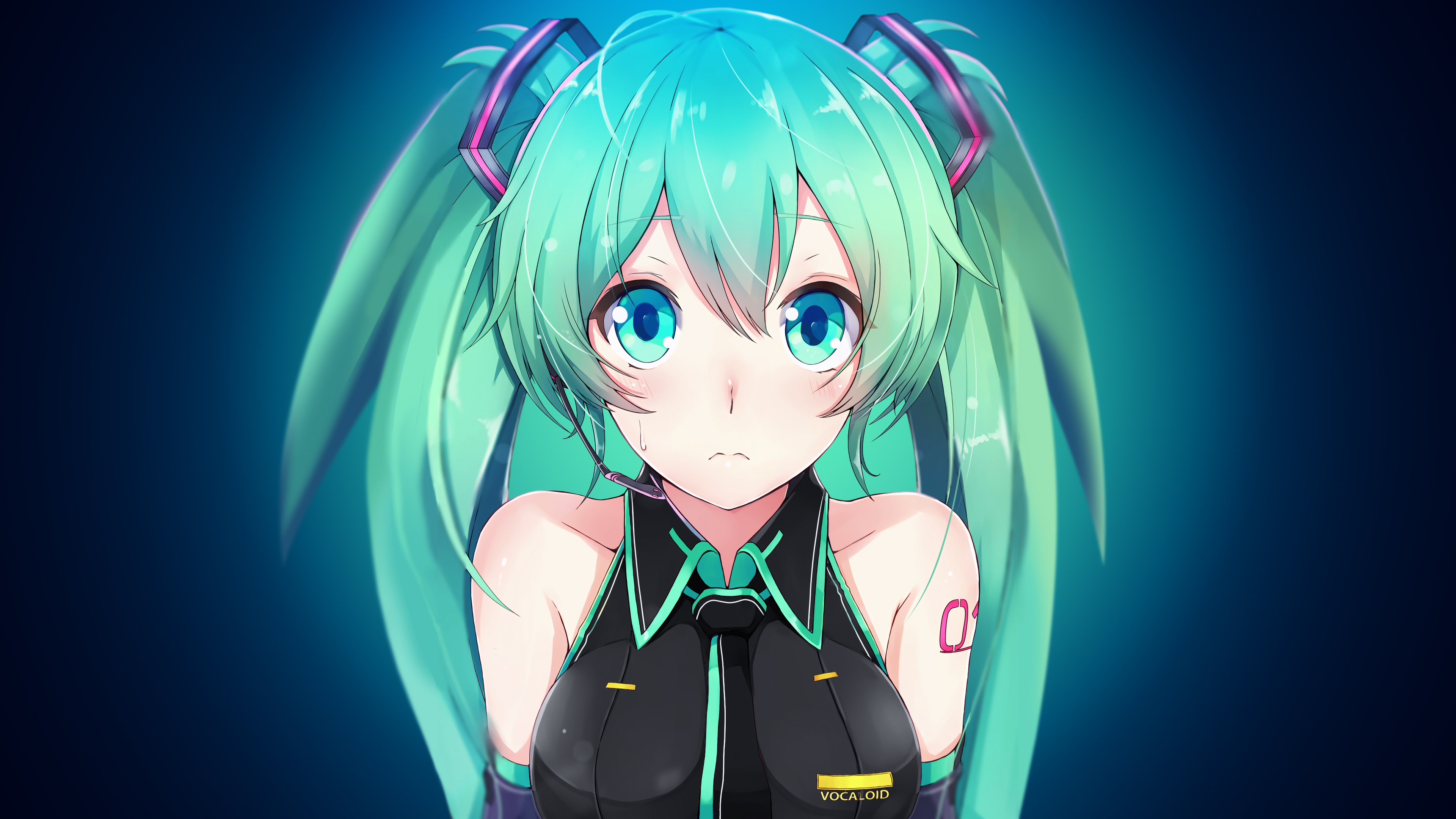 Anime Blue Eyes Girl Green Hair Vocaloid 3840x2160