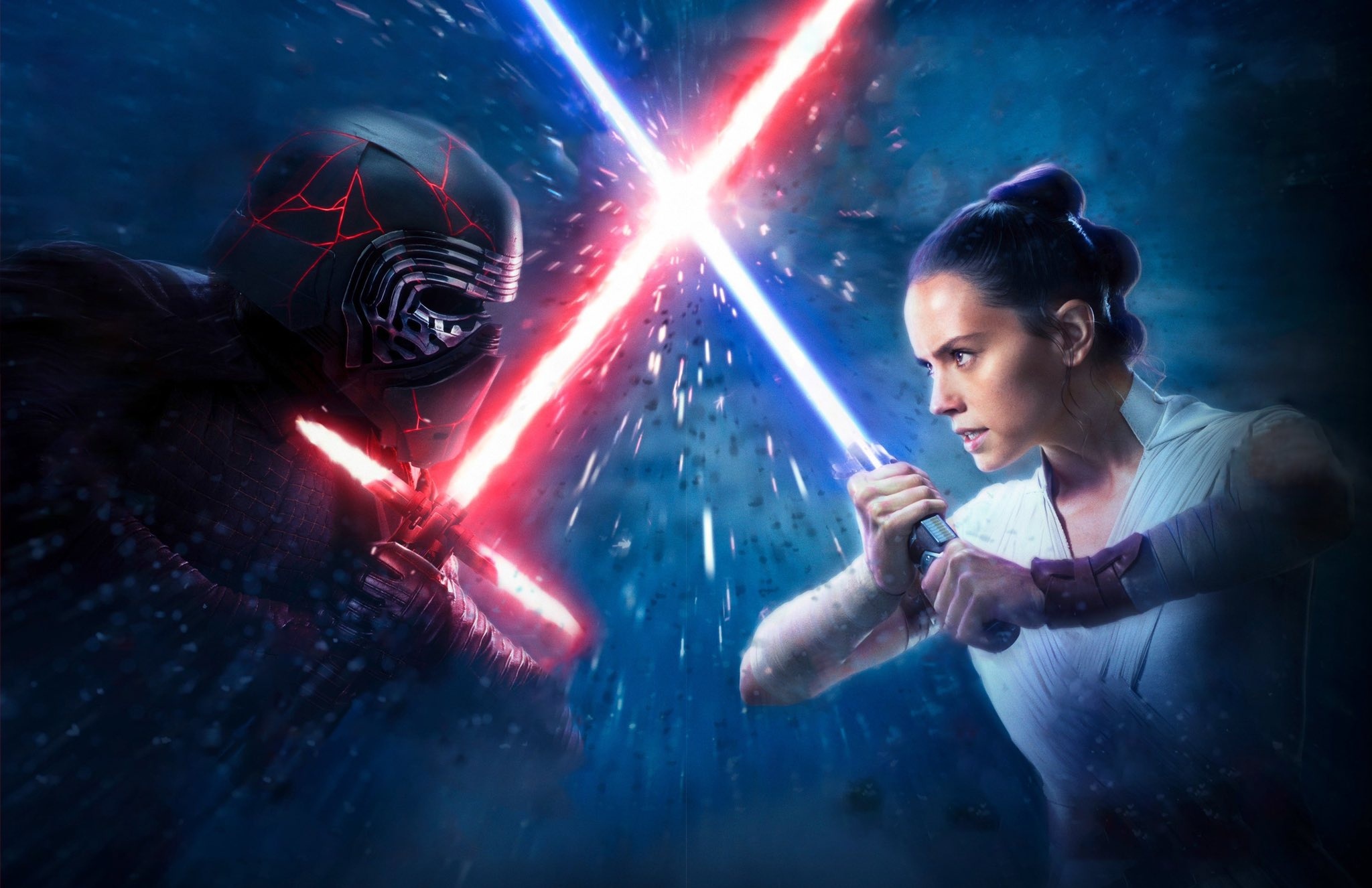 Daisy Ridley Kylo Ren Lightsaber Rey Star Wars Star Wars The Rise Of Skywalker 2048x1326