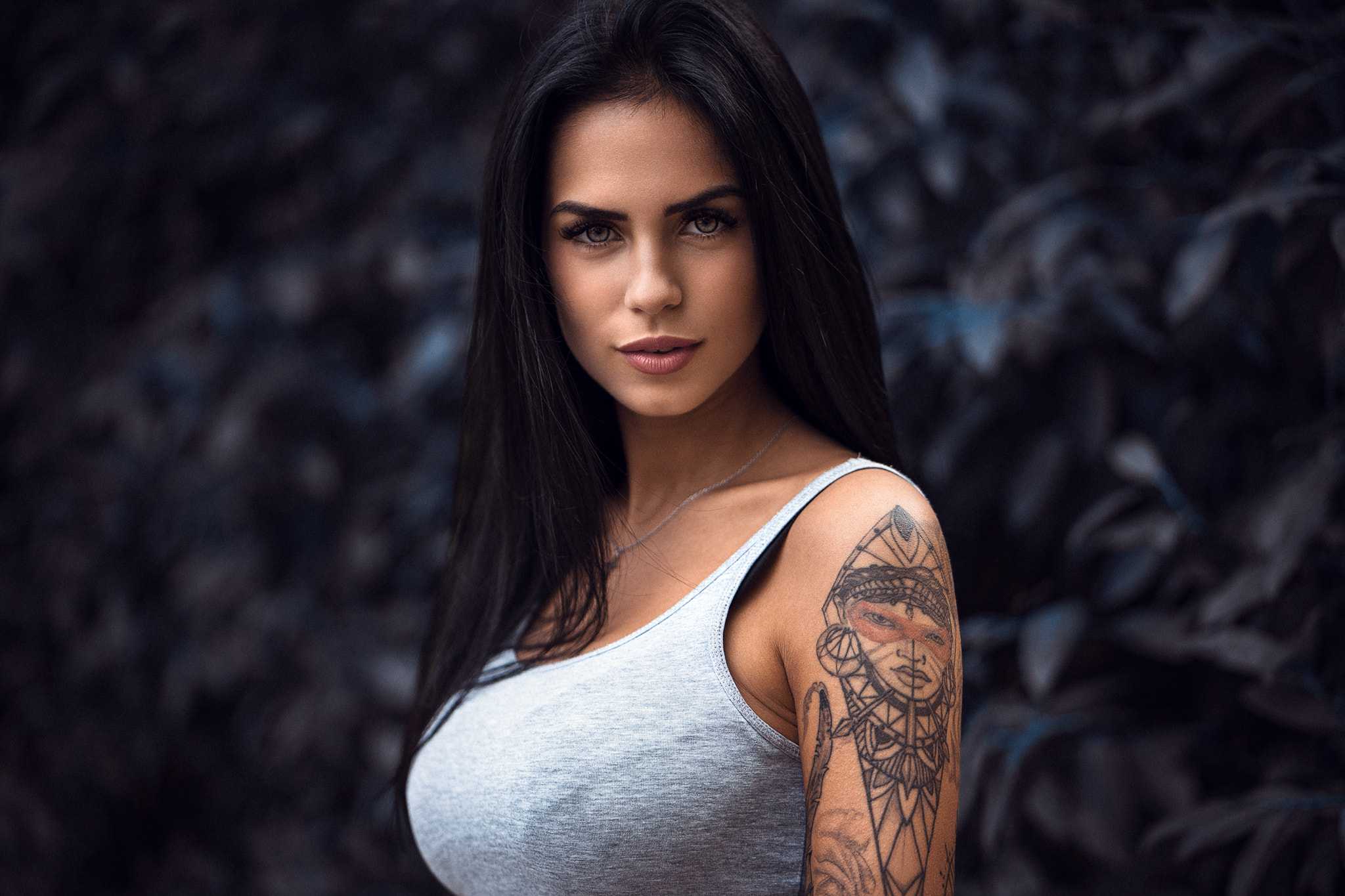 Black Hair Brown Eyes Marlen Valderrama Alvarez Model Tattoo Woman 2048x1365