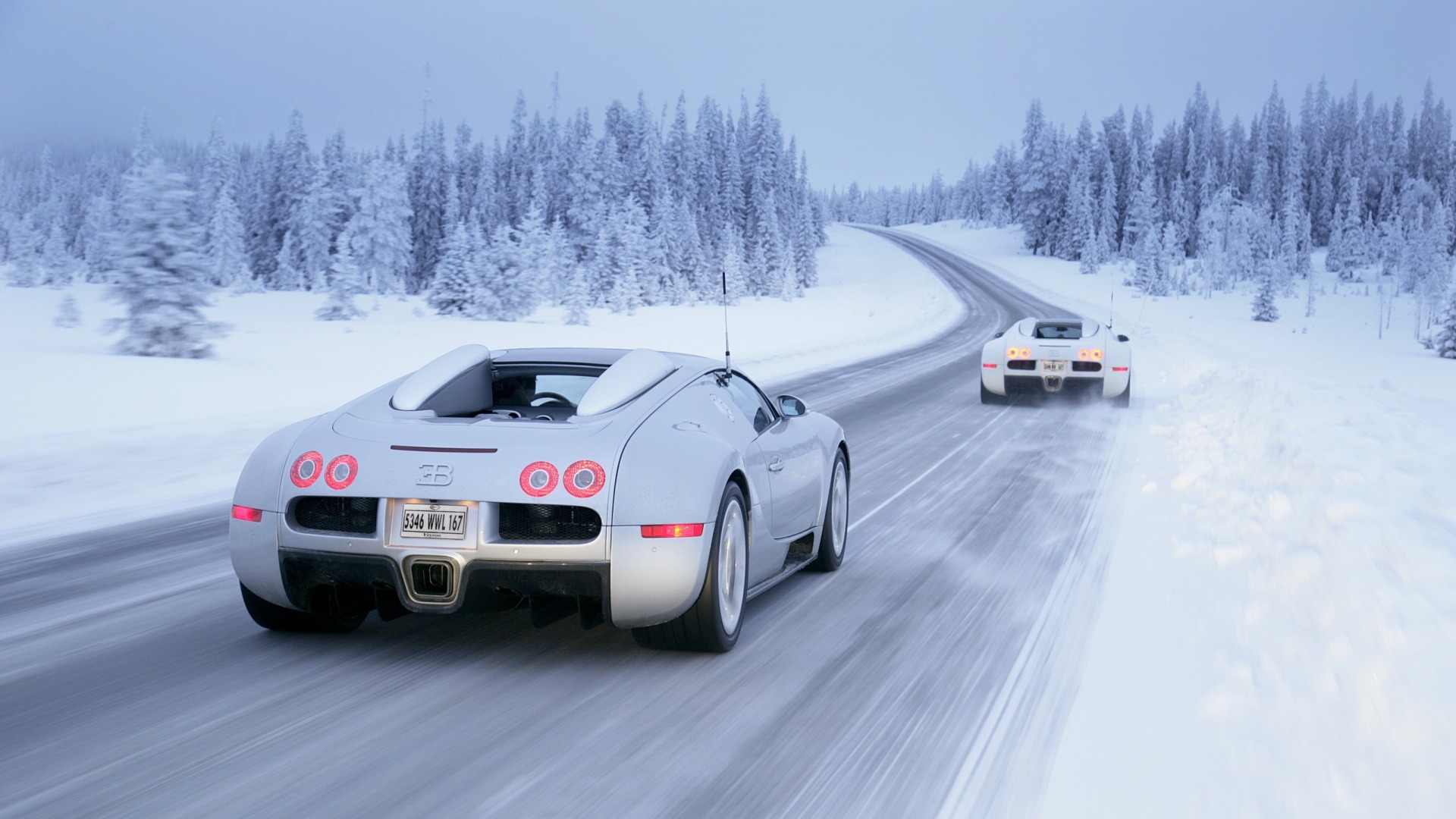 Bugatti Veyron Eb 16 4 Snow Sport Car White Car 1920x1080