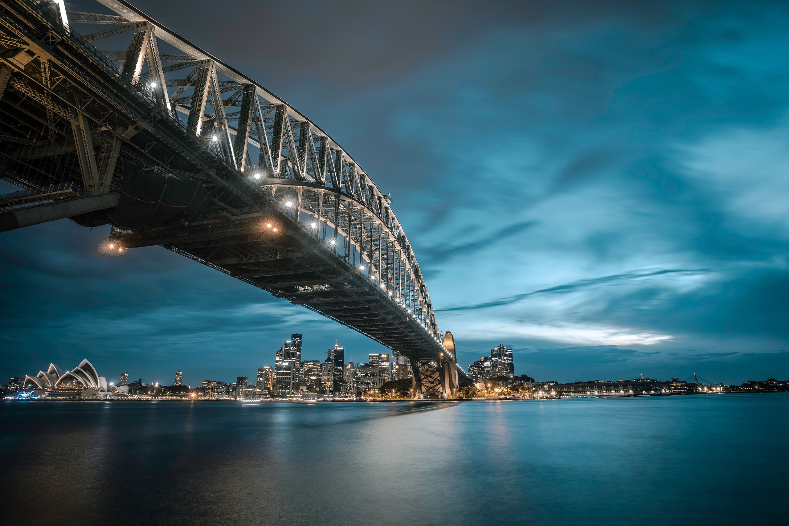 Australia Bridge Building City Night Sydney Sydney Bay Bridge Sydney Opera House 2560x1707
