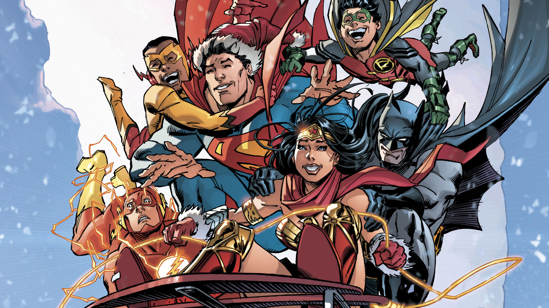 Batman Christmas Dc Comics Damian Wayne Flash Justice League Kid Flash Robin Dc Comics Superman Wond 1920x1080