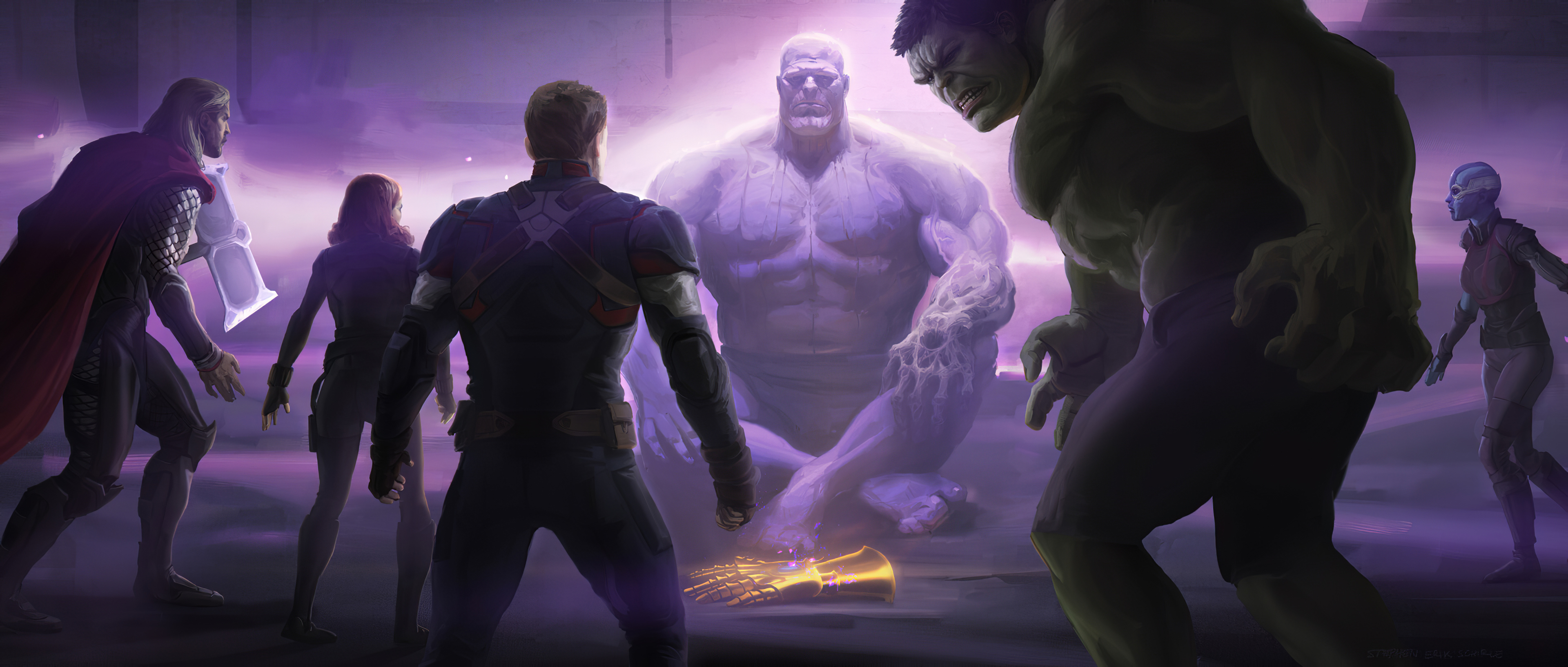 Avengers Endgame Black Widow Captain America Hulk Infinity Gauntlet Nebula Marvel Comics Thanos Thor 3840x1634