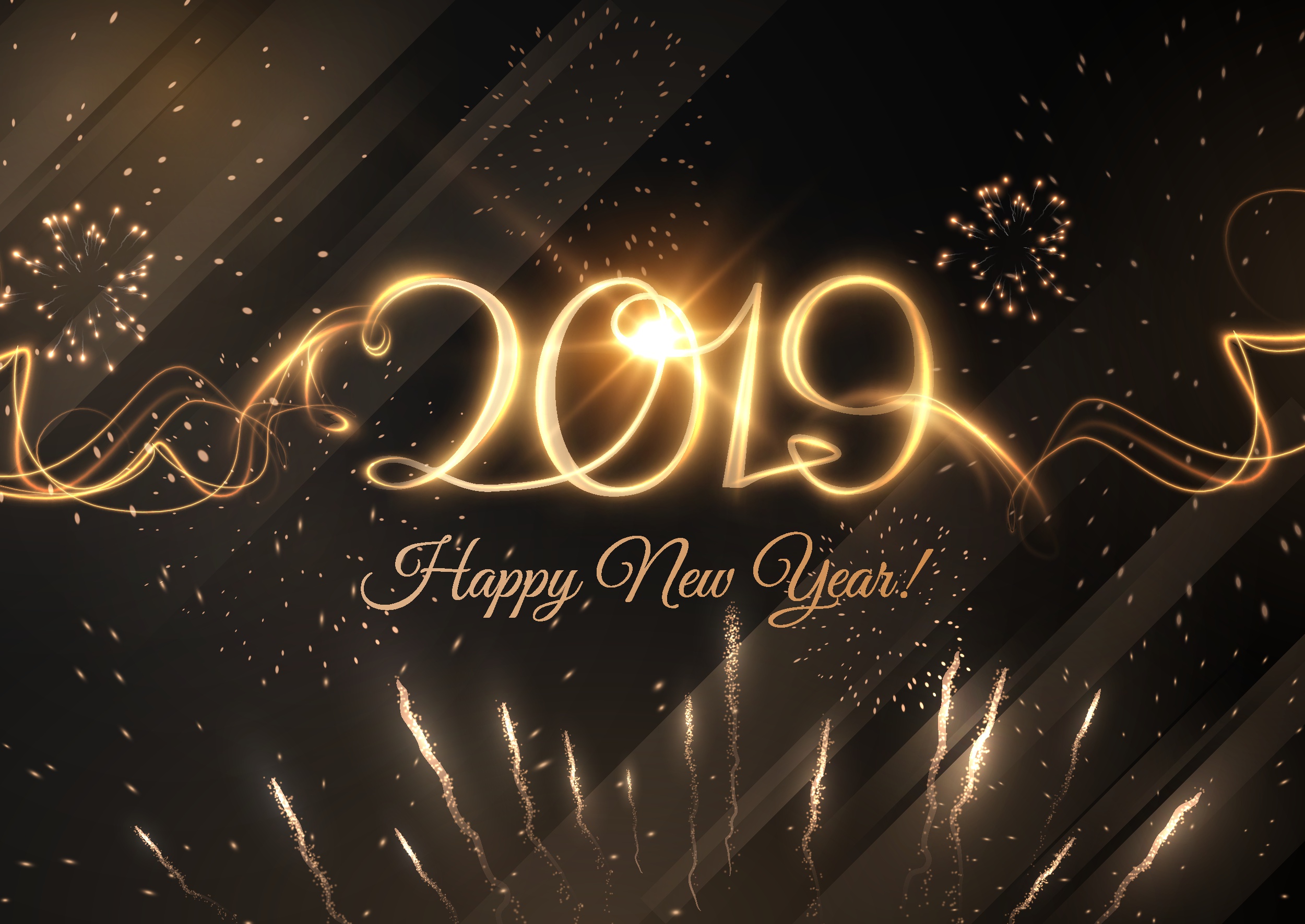 Fireworks Happy New Year New Year 2019 2500x1771