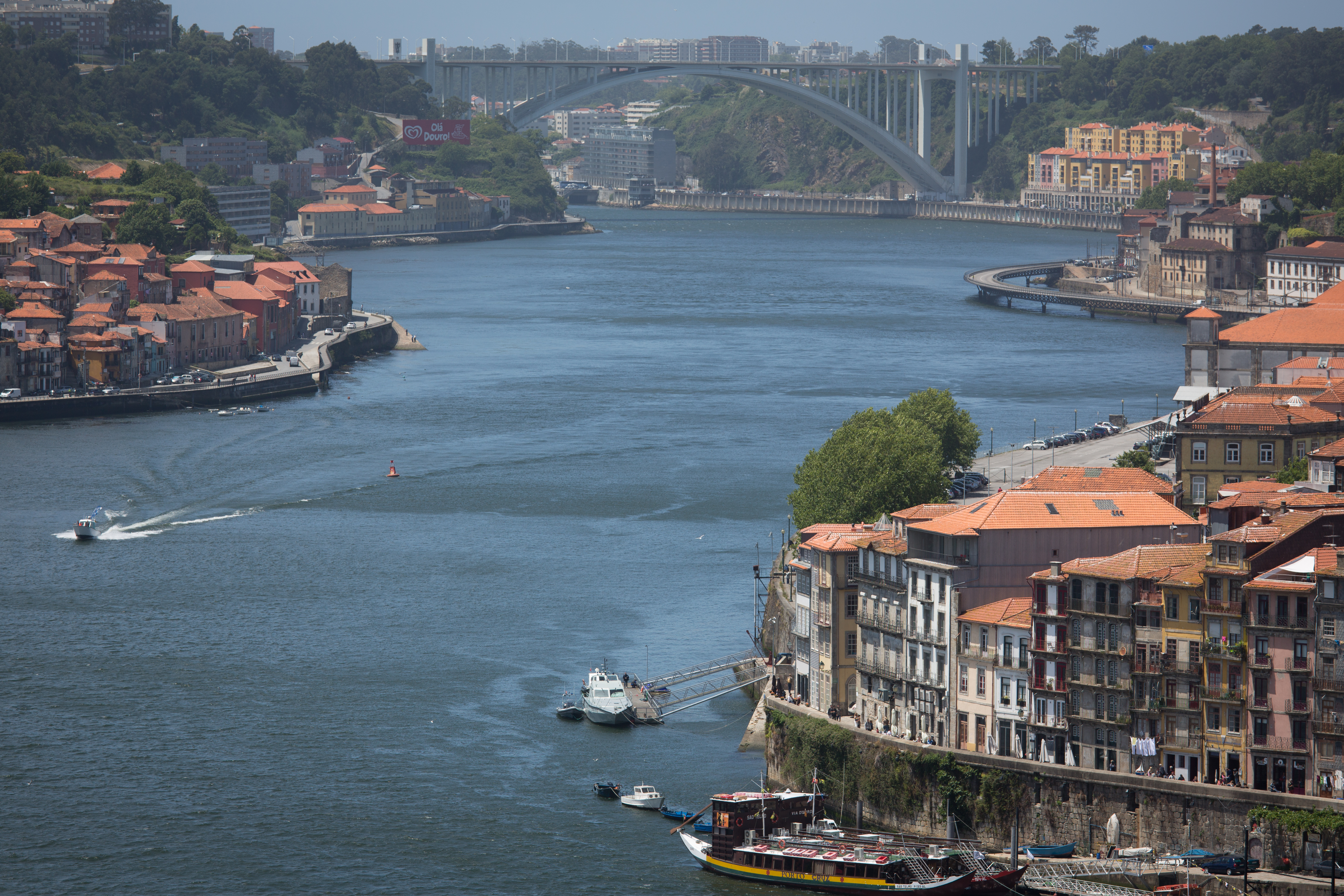 Boat Bridge City House Porto Portugal River Rooftop 5700x3800