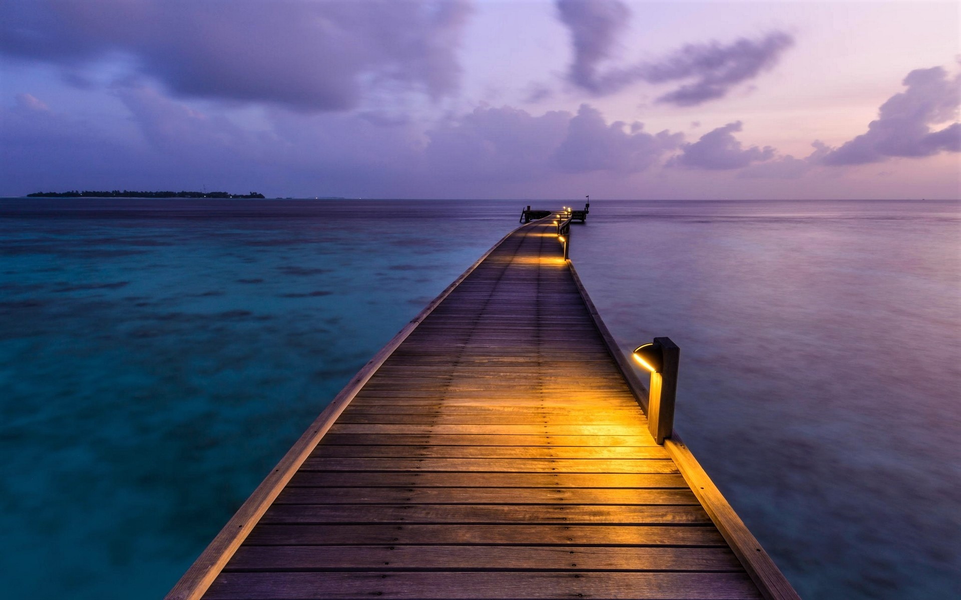 Horizon Maldives Ocean Pier Sea 1920x1200