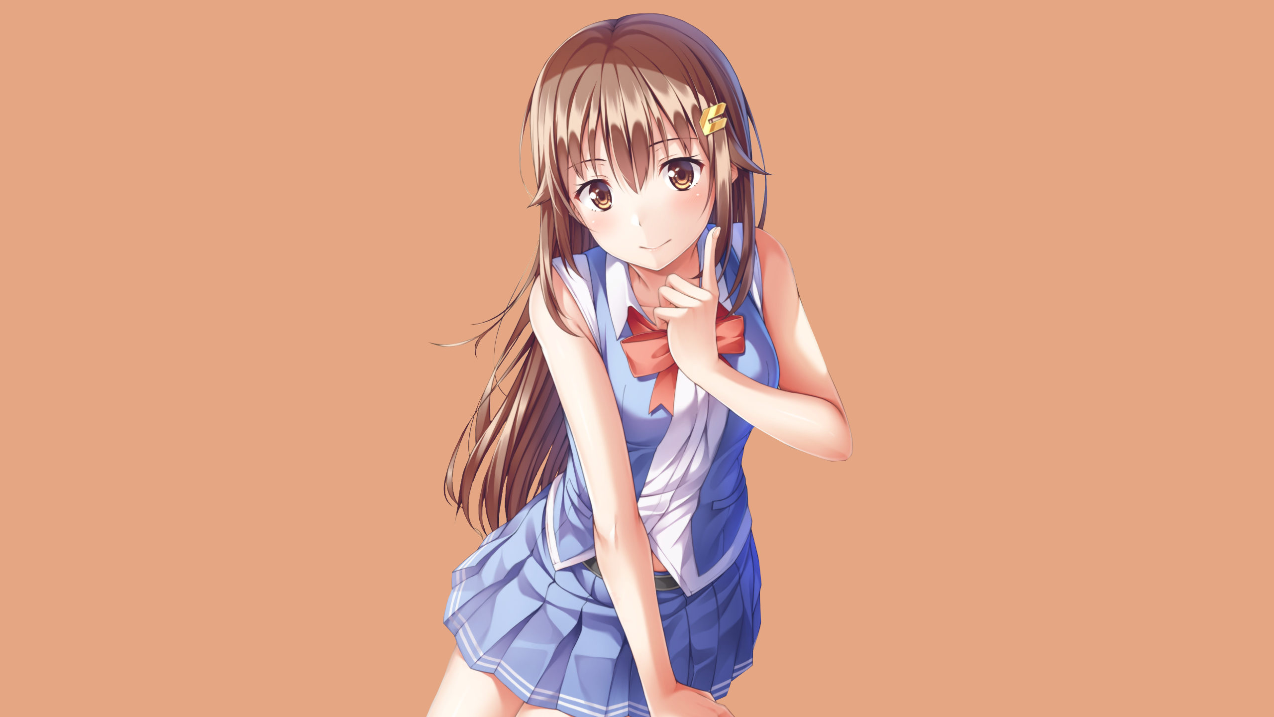 Brown Hair Girl School Uniform Tokino Sora Virtual Youtuber 2560x1440